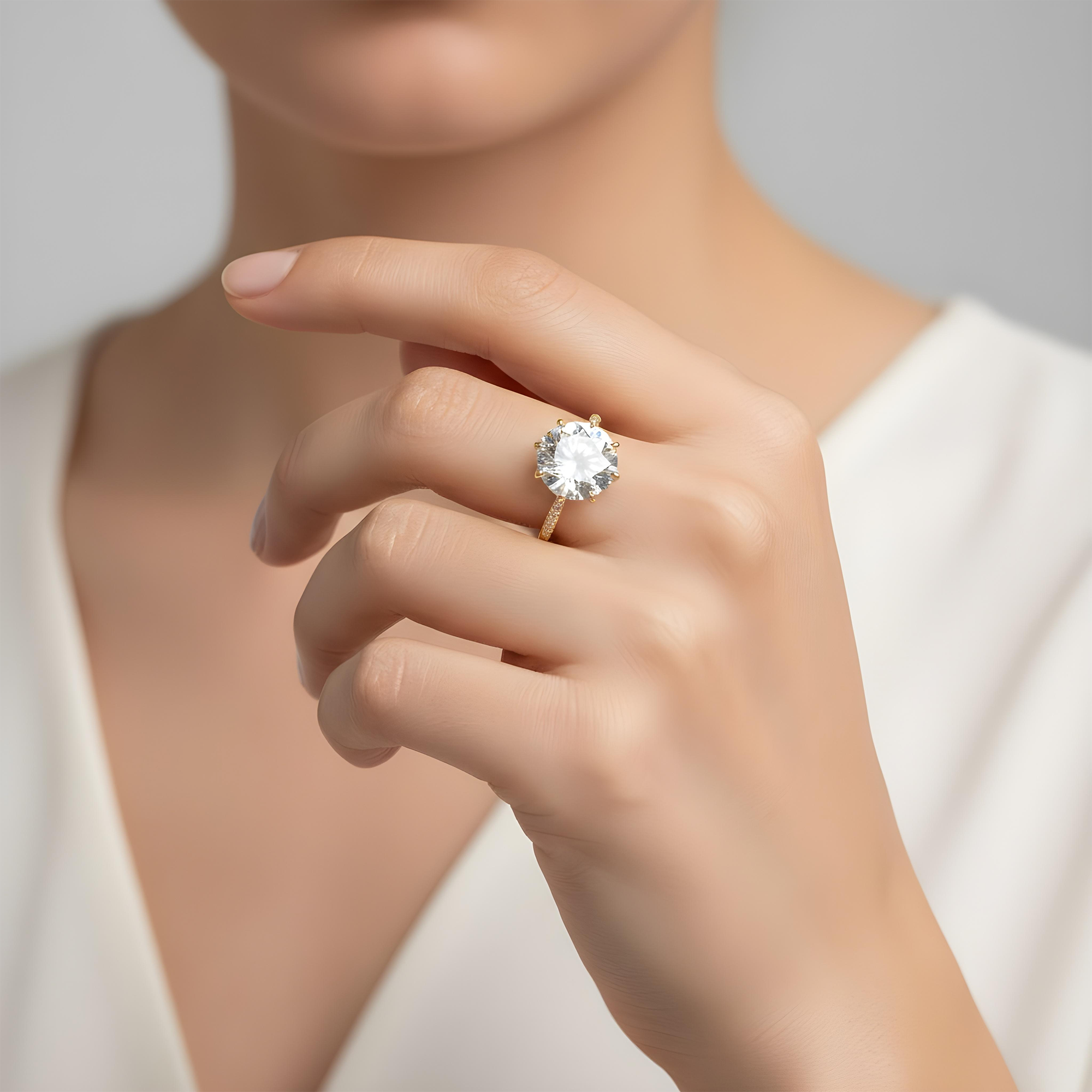 Platinum 14.31ct Round Diamond Engagement Ring 15.81ctw