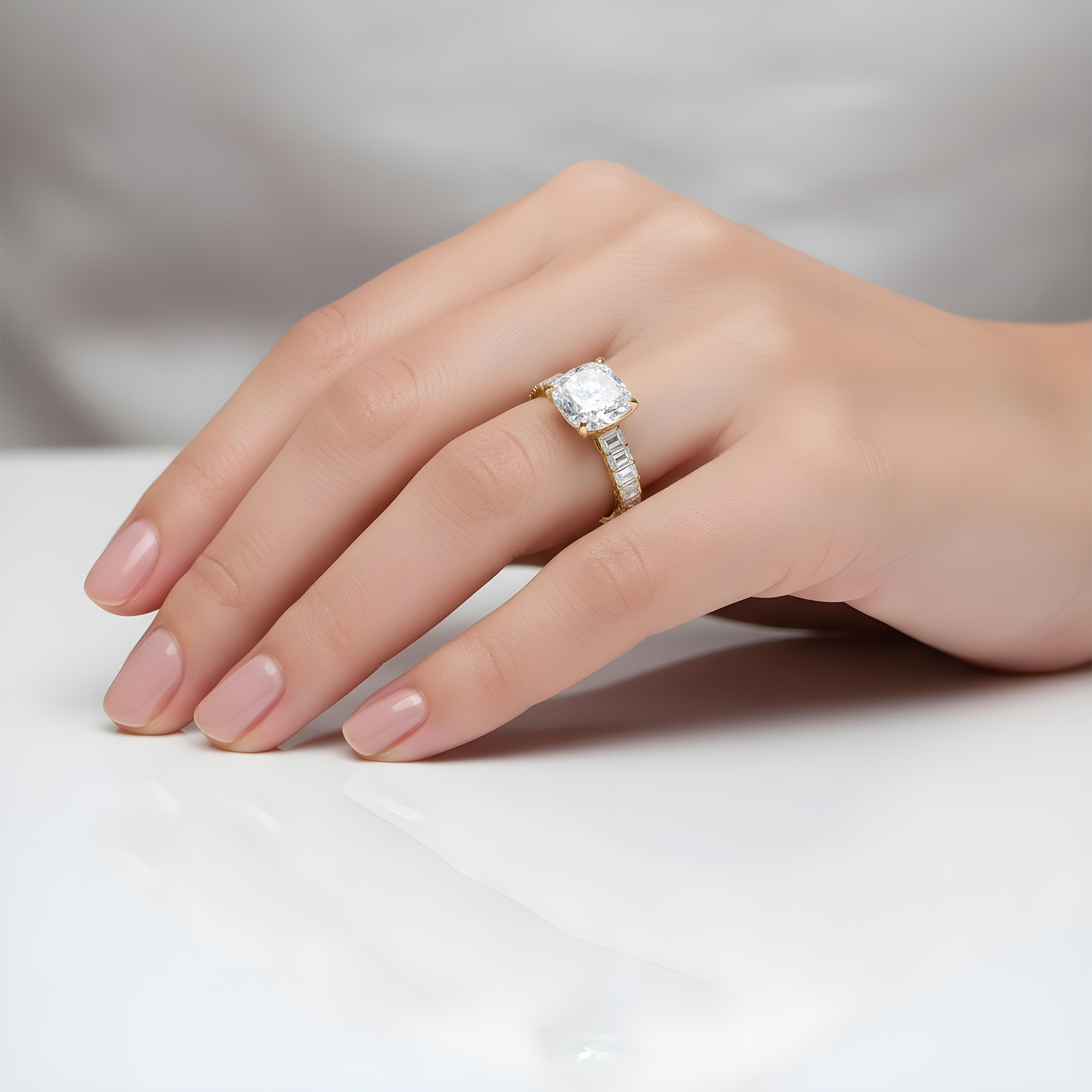 GIA 18K White Gold 7.54ct Cushion Cut Diamond Engagement Ring 11.04ctw