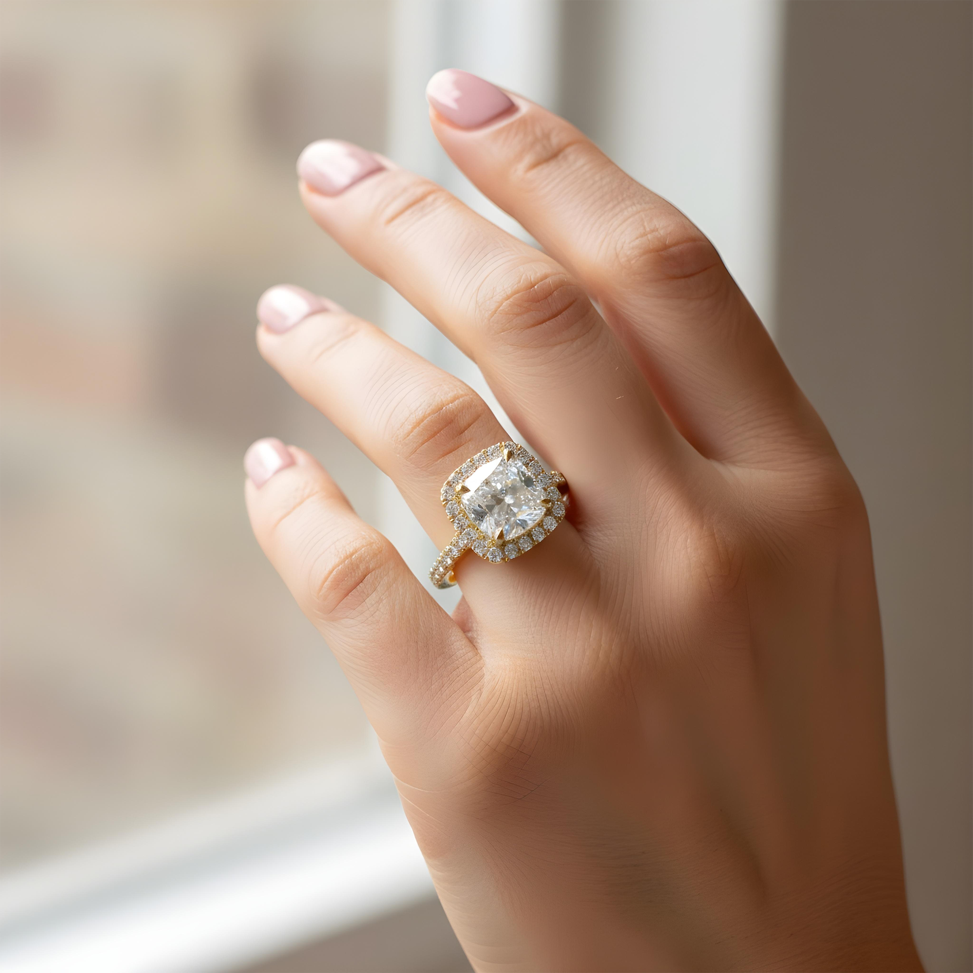 GIA 18K White Gold 5.12ct Cushion Cut Diamond Engagement Ring 6.39ctw