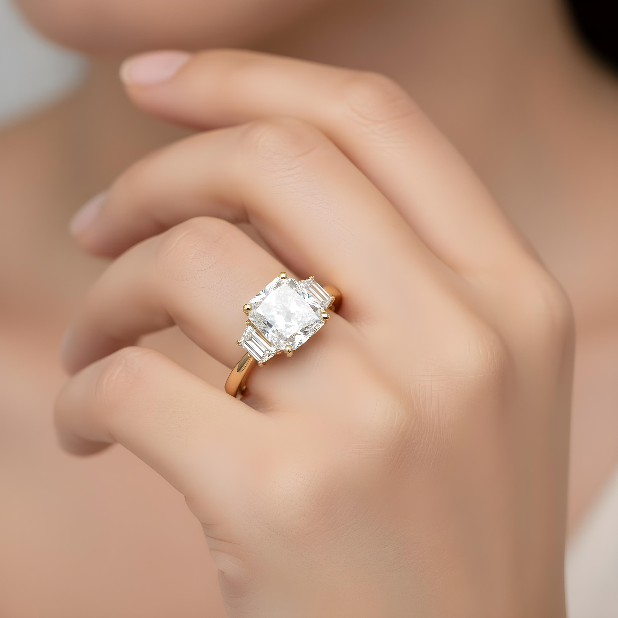 GIA Platinum 3.21ct Cushion Cut Diamond Engagement Ring 3.83ctw