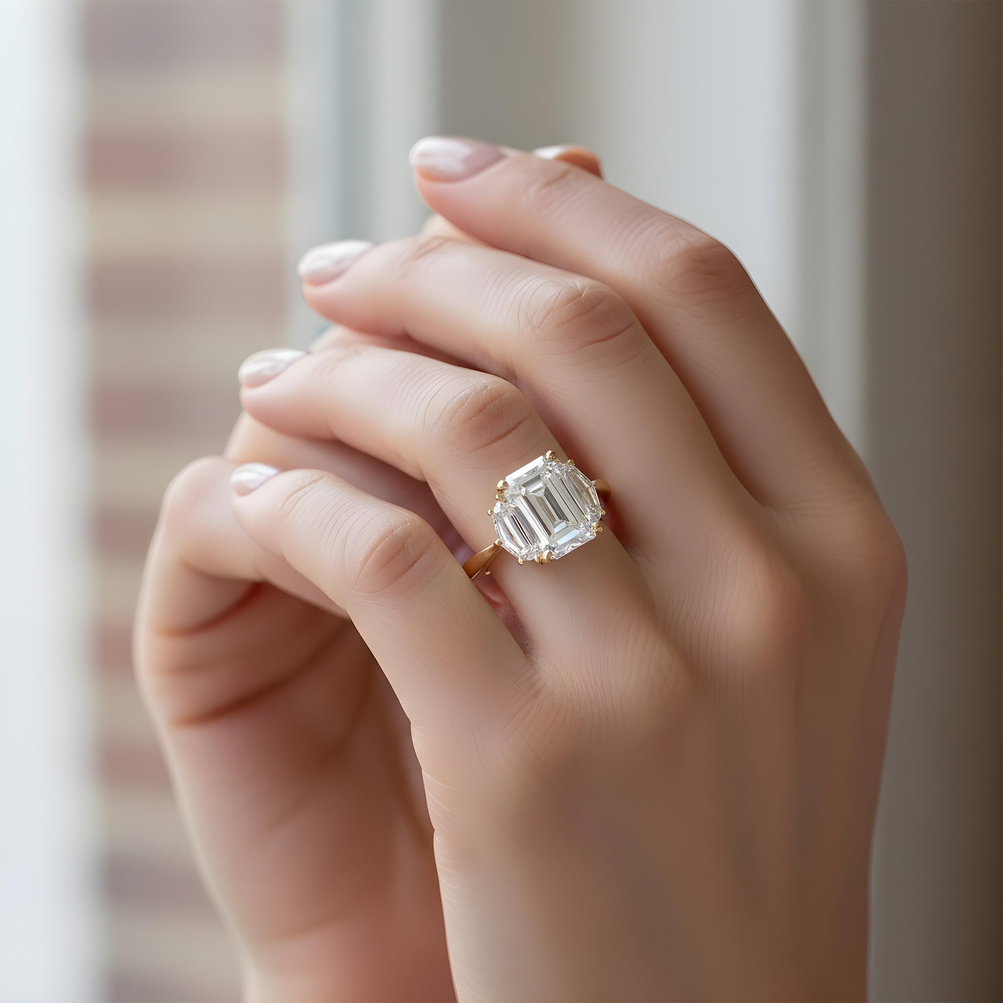 GIA Platinum 4.01ct Emerald Cut Tripe Diamond Engagement Ring 4.63ctw