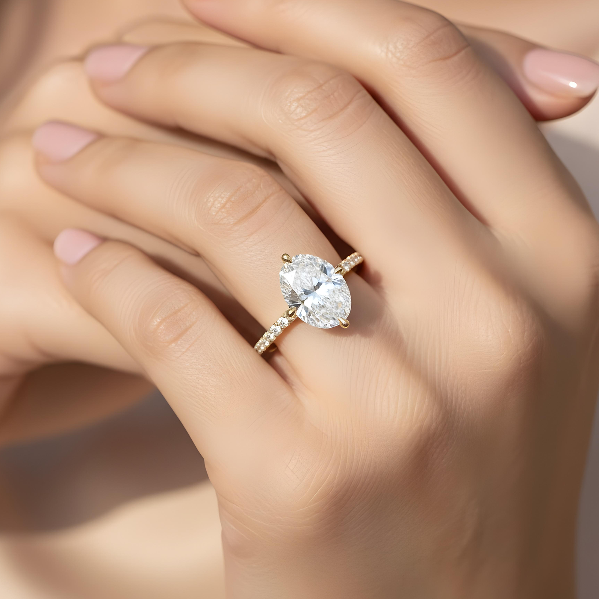 GIA Platinum 5ct Oval Cut Diamond Engagement Ring 5.75ctw