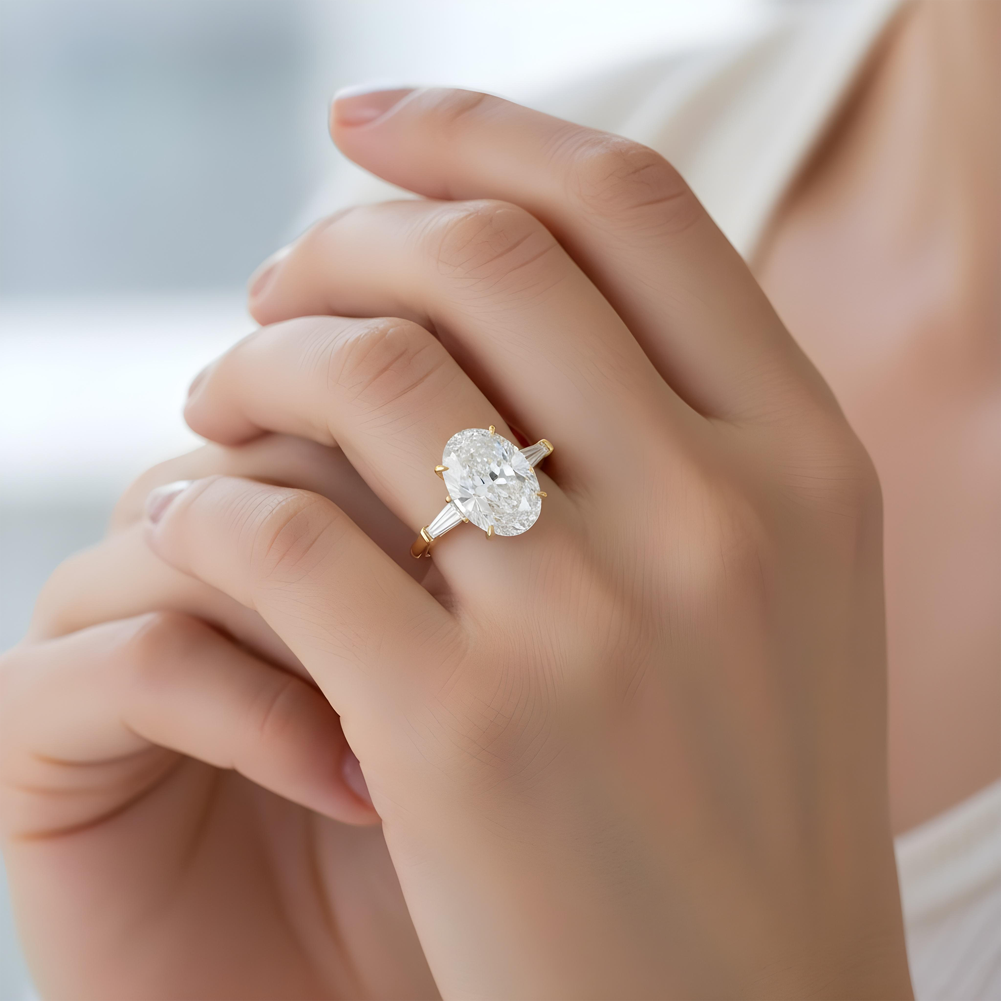 GIA Platinum 8.02ct Oval Cut Triple Diamond Engagement Ring 8.39ctw