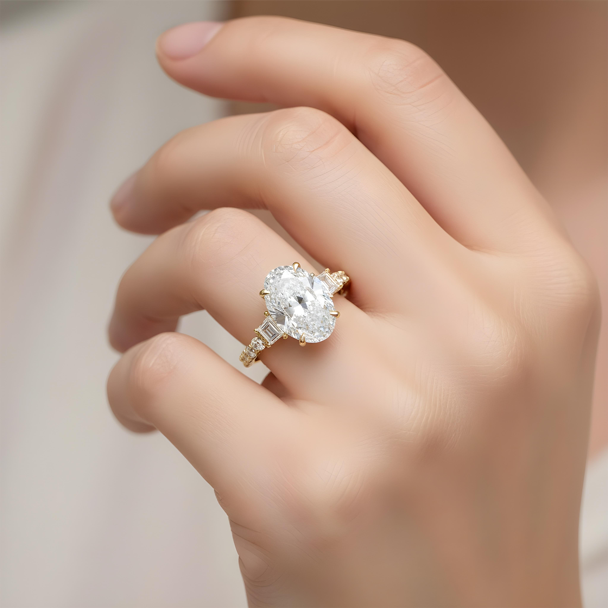 GIA 18K White Gold 5ct Oval Cut Diamond Engagement Ring 7.44ctw