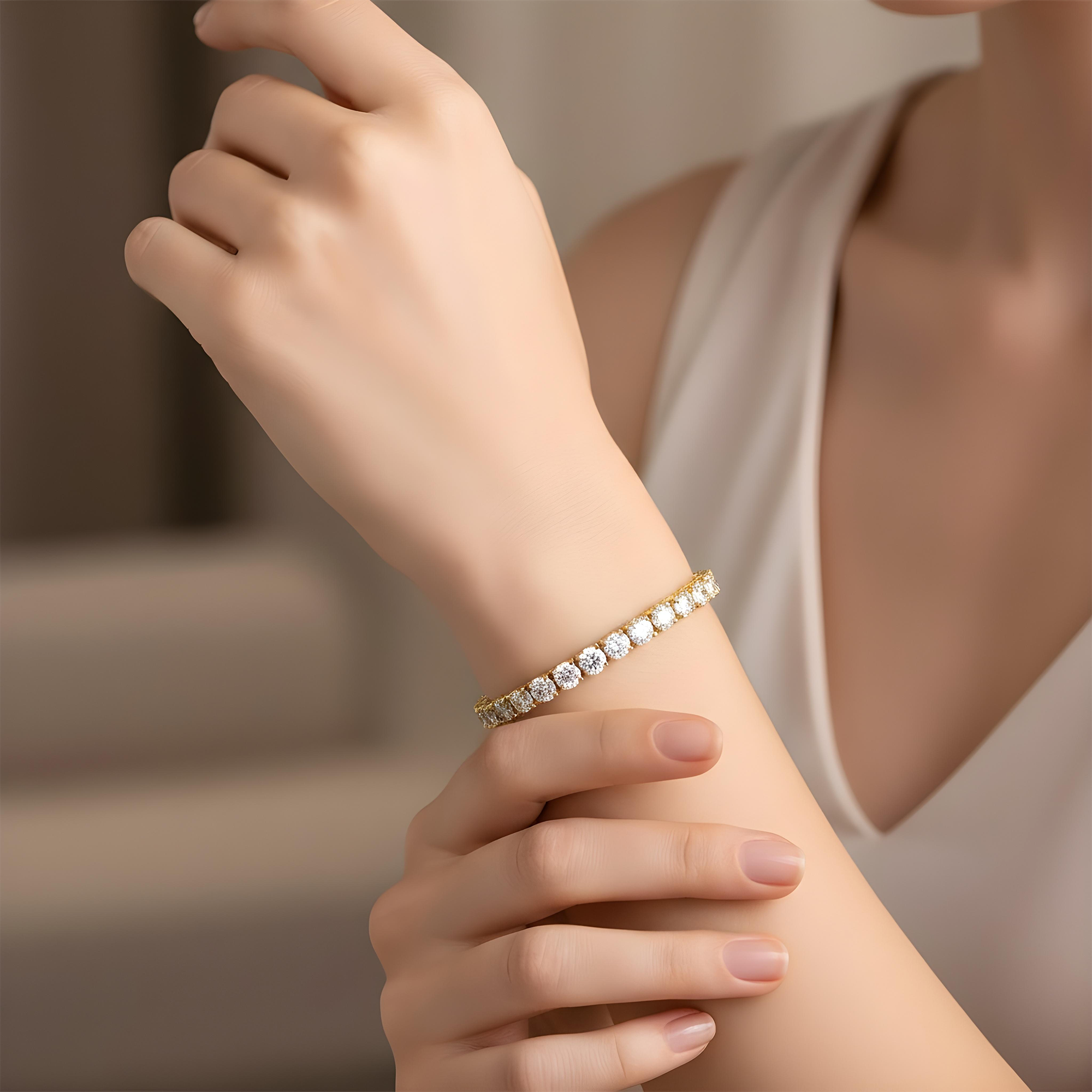14K White Gold Round Diamond Tennis Bracelet 22.10ct