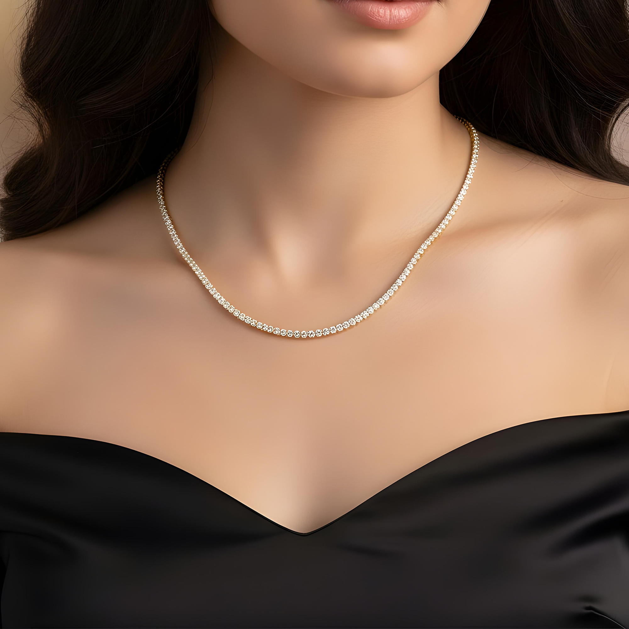 14K White Gold Round Diamond Tennis Chain 5.68ct (16"-24")