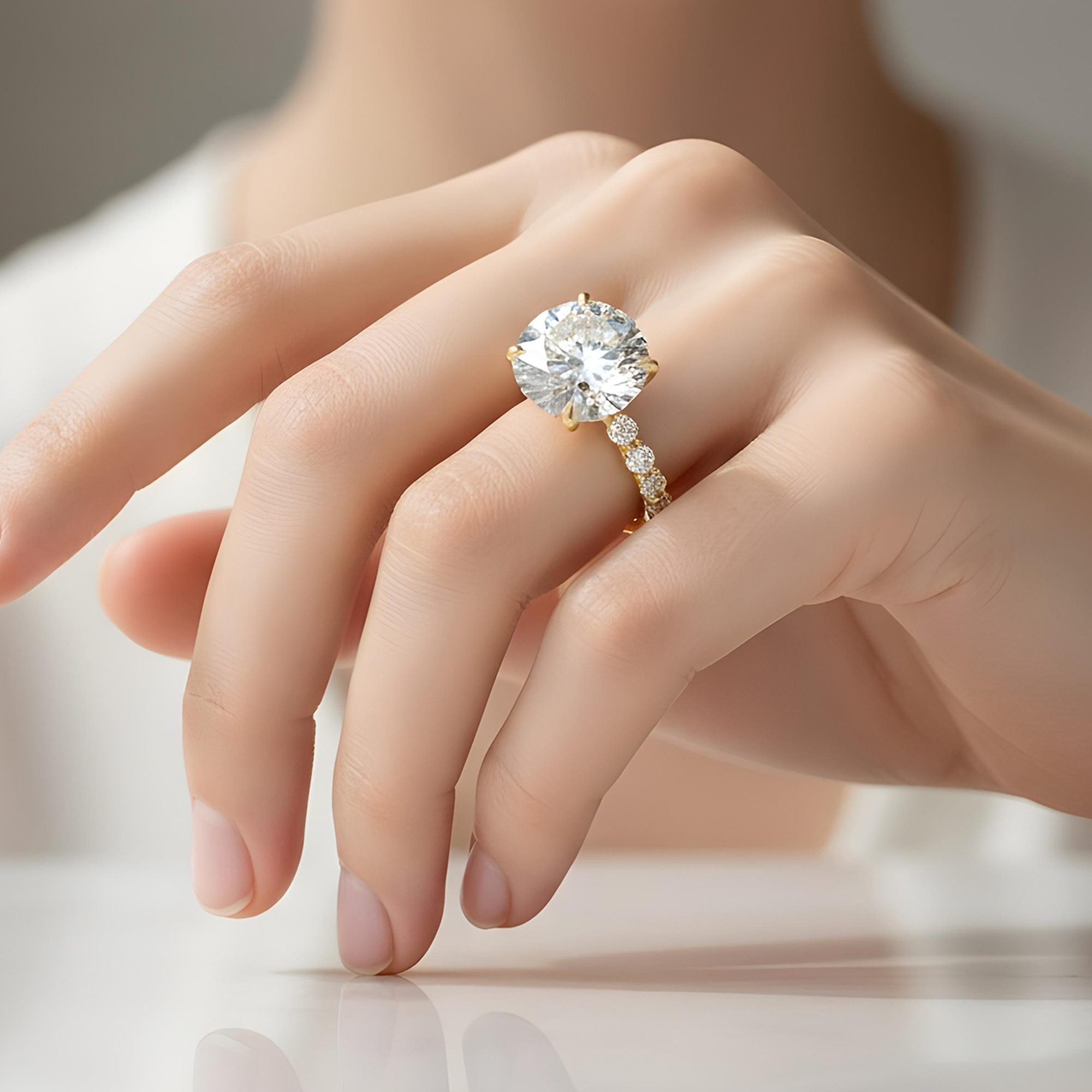 18K White Gold 12.20ct Round Diamond Engagement Ring 15.35ctw