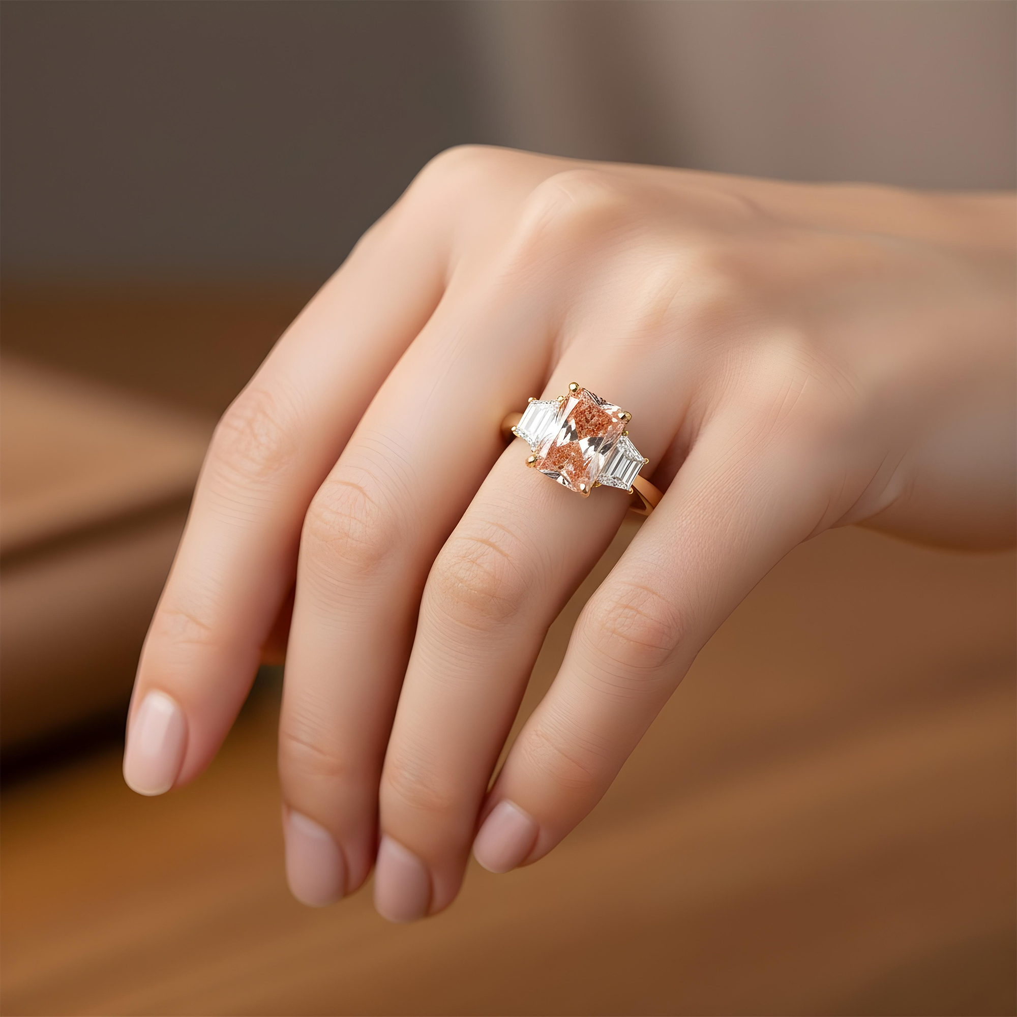 18K White Gold 3.72ct Radiant Cut Fancy Vivid Pink Diamond Ring 4.82ctw
