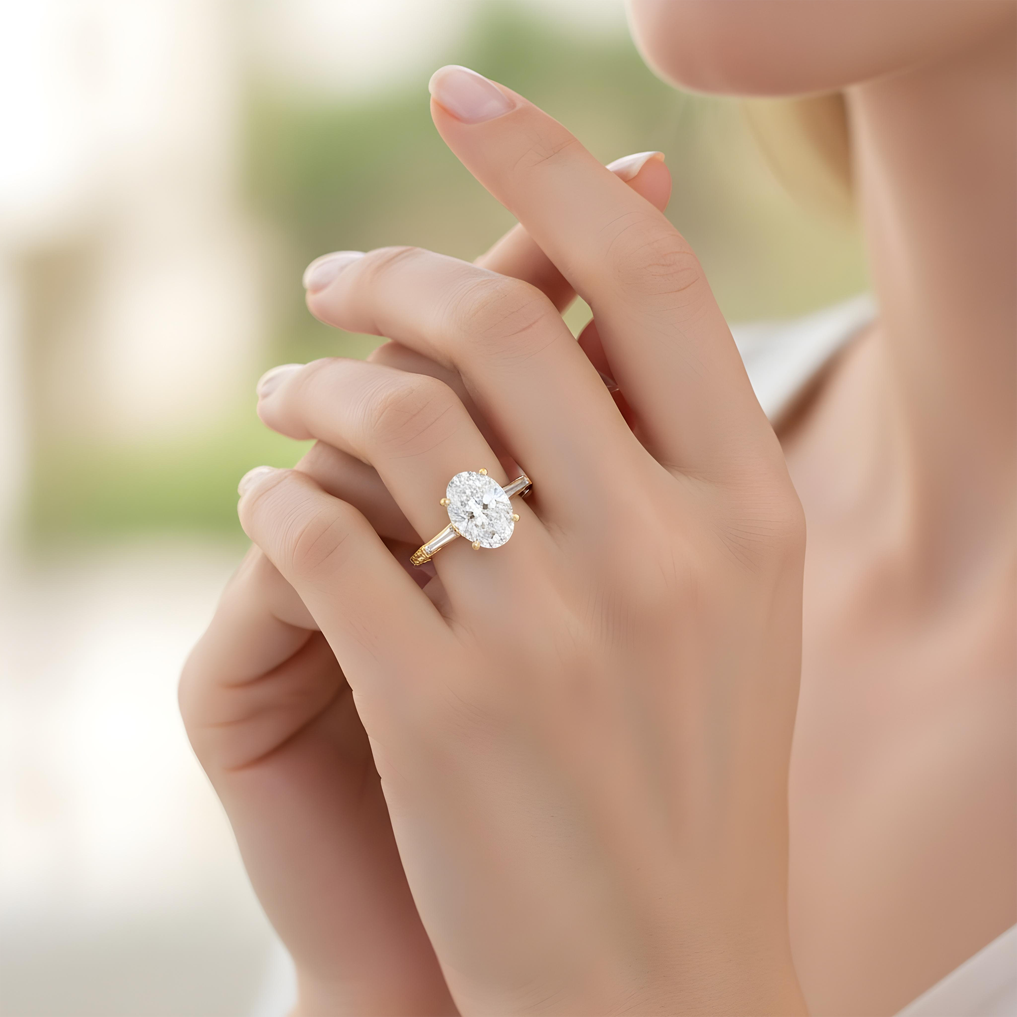 18K White Gold 4.35ct Oval Cut Diamond Engagement Ring 5.11ctw