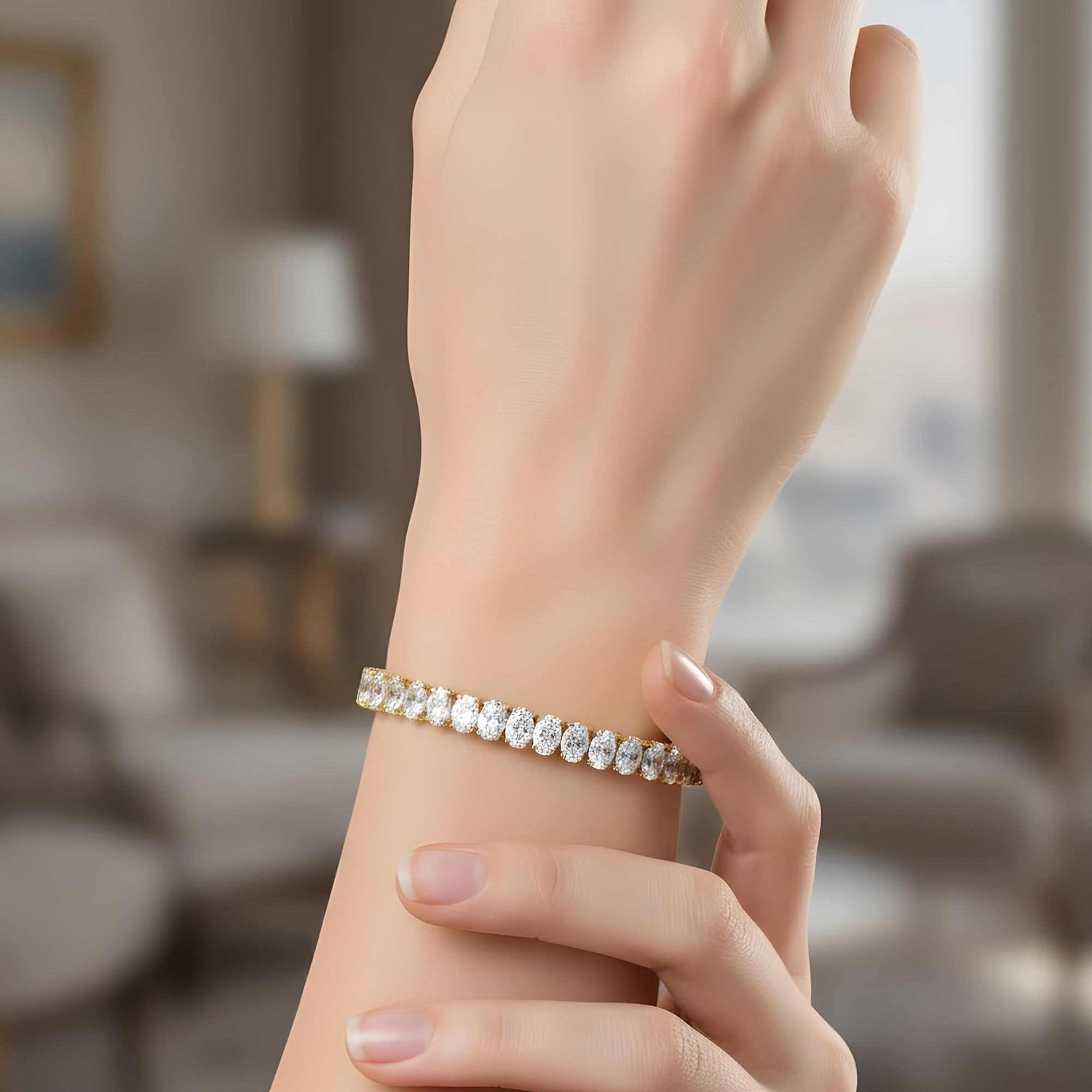 14K White Gold Oval Cut Diamond Tennis Bracelet 20.93ct