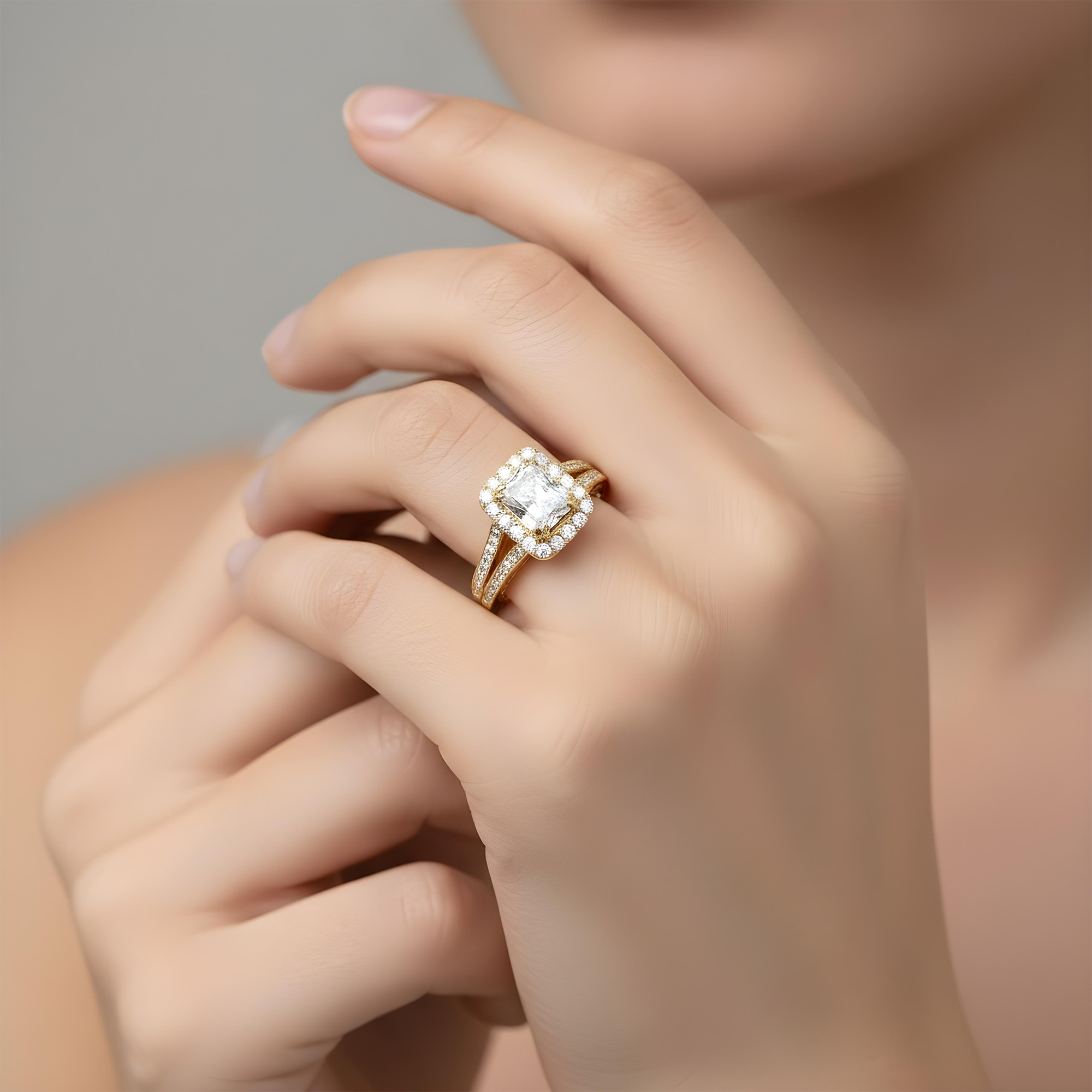 18K Rose Gold 2.0ct Radiant Cut Diamond Engagement Ring 2.65ctw