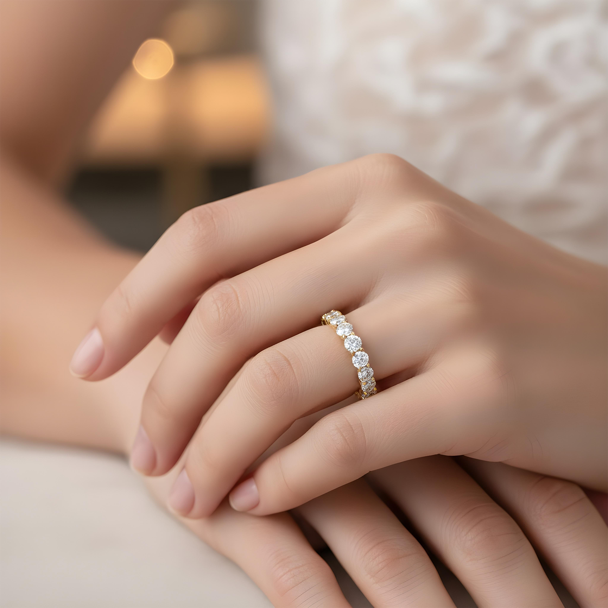 14K White Gold Round Diamond Eternity Ring 6.76ct (Size 5.75-7.5)