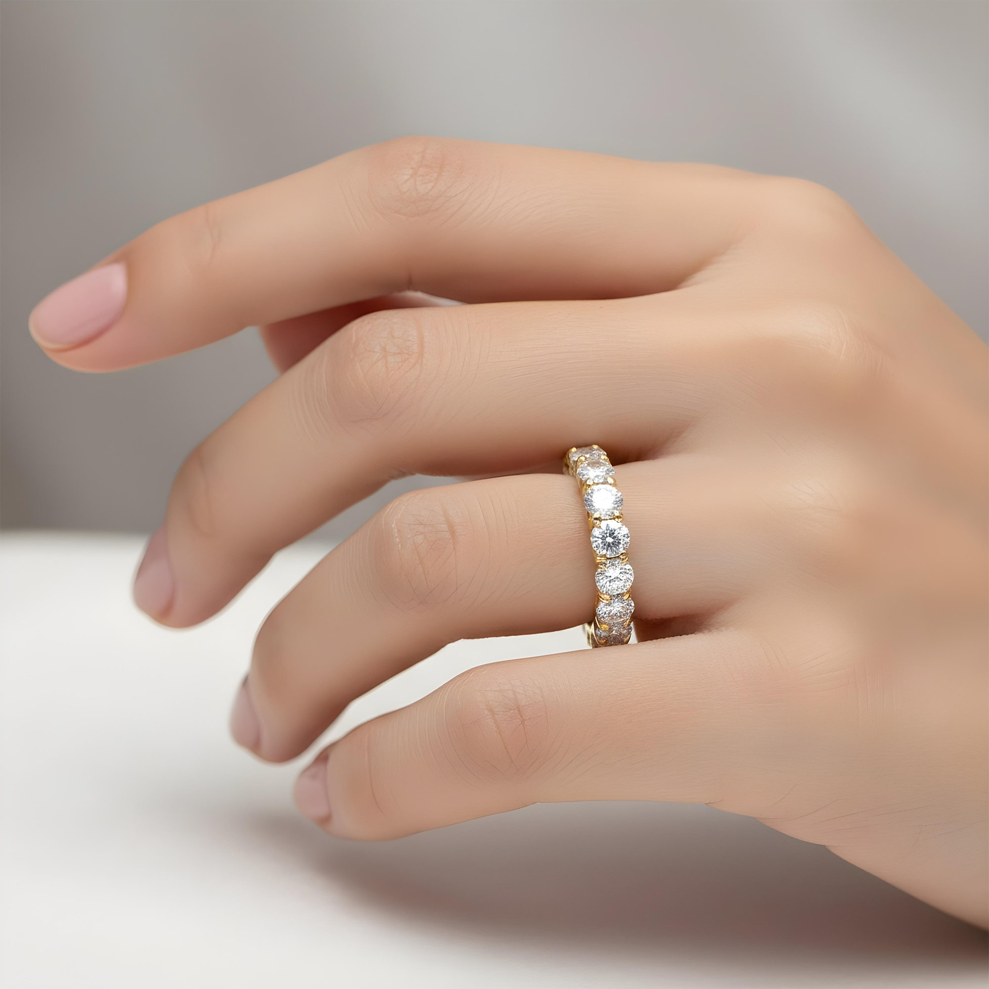 14K White Gold Round Diamond Eternity Ring 7.04ct