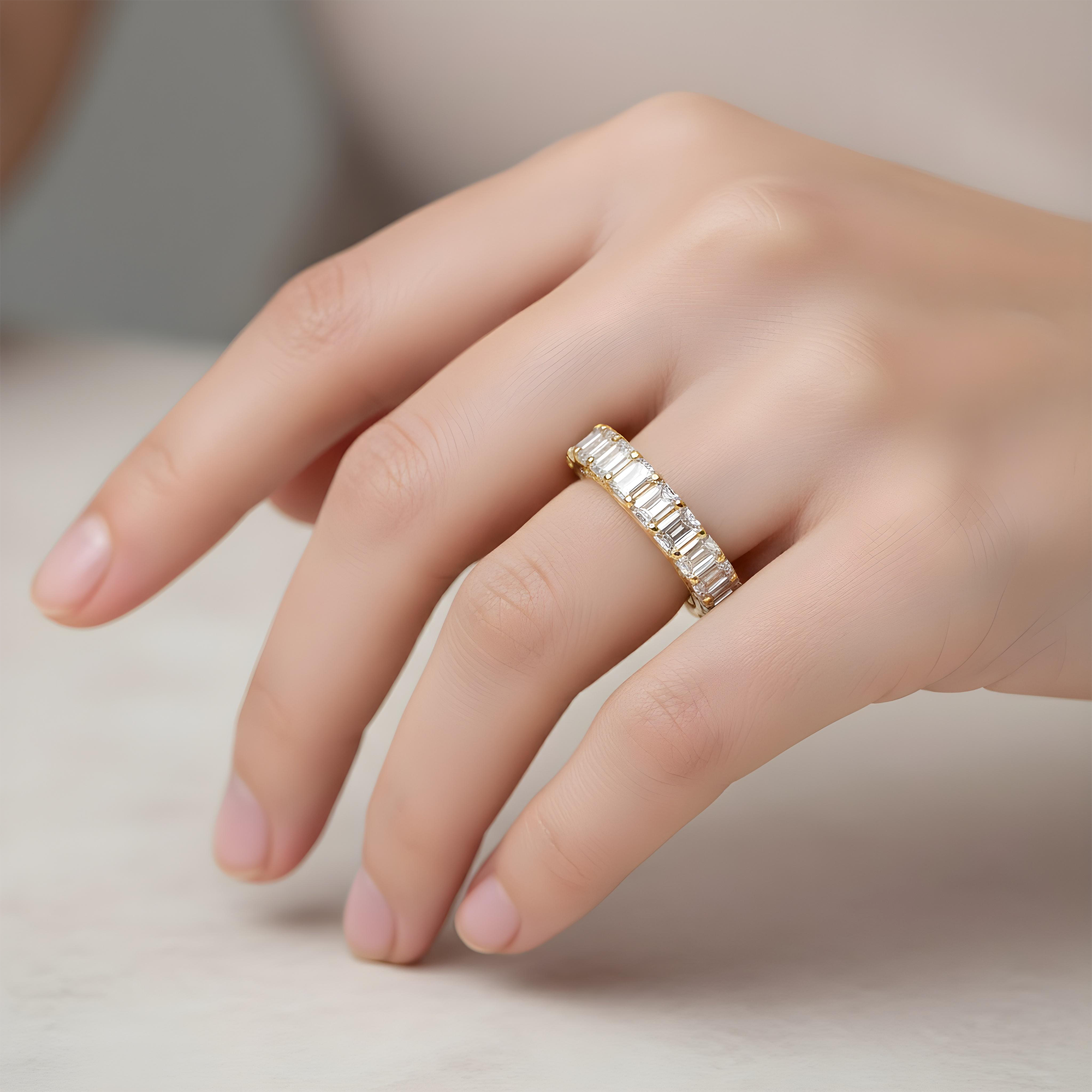 14K Rose Gold Emerald Cut Diamond Eternity Ring 6.15ct (size 6-8)