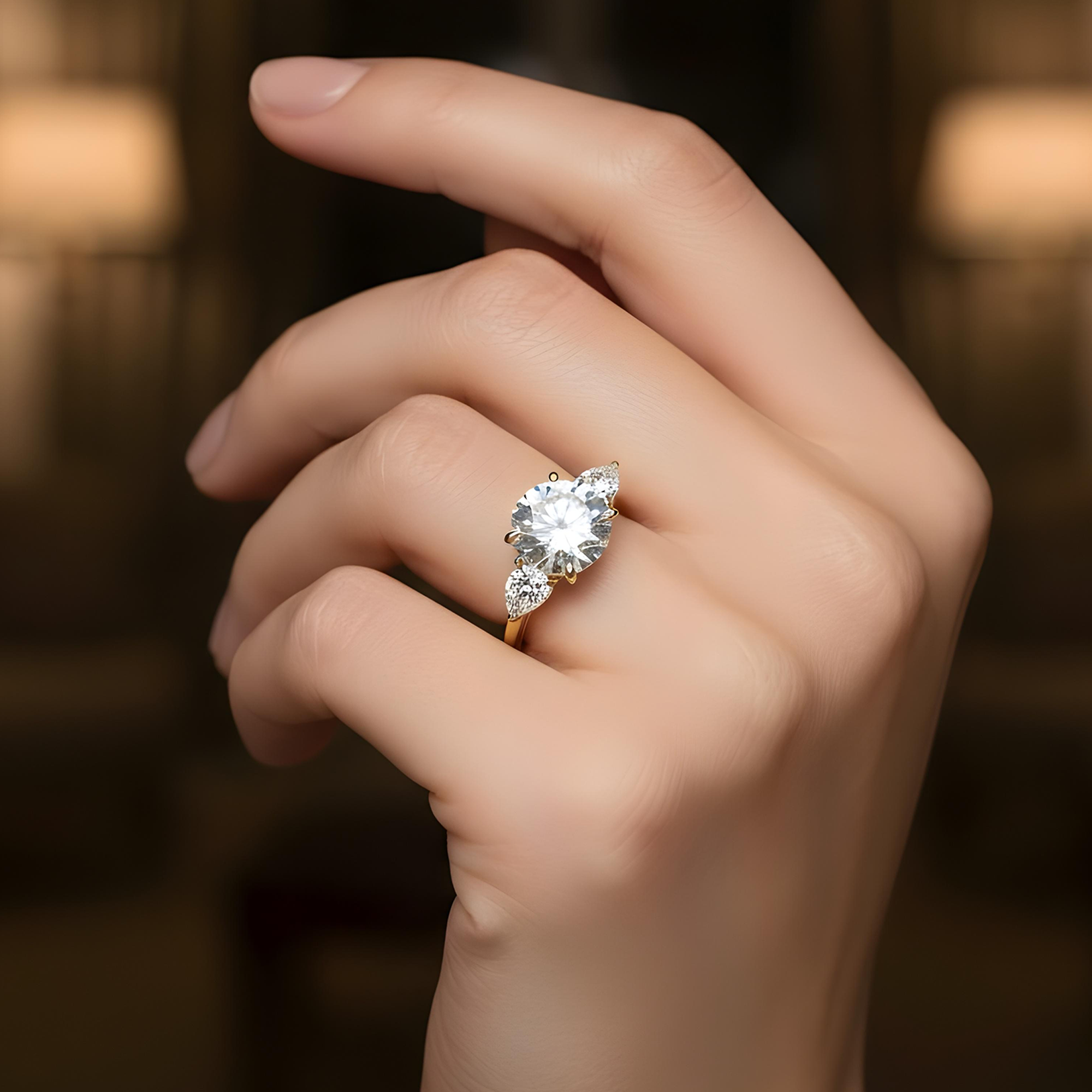 GIA 14K White Gold 4.86ct Round Diamond Triple Engagement Ring 6.47ctw