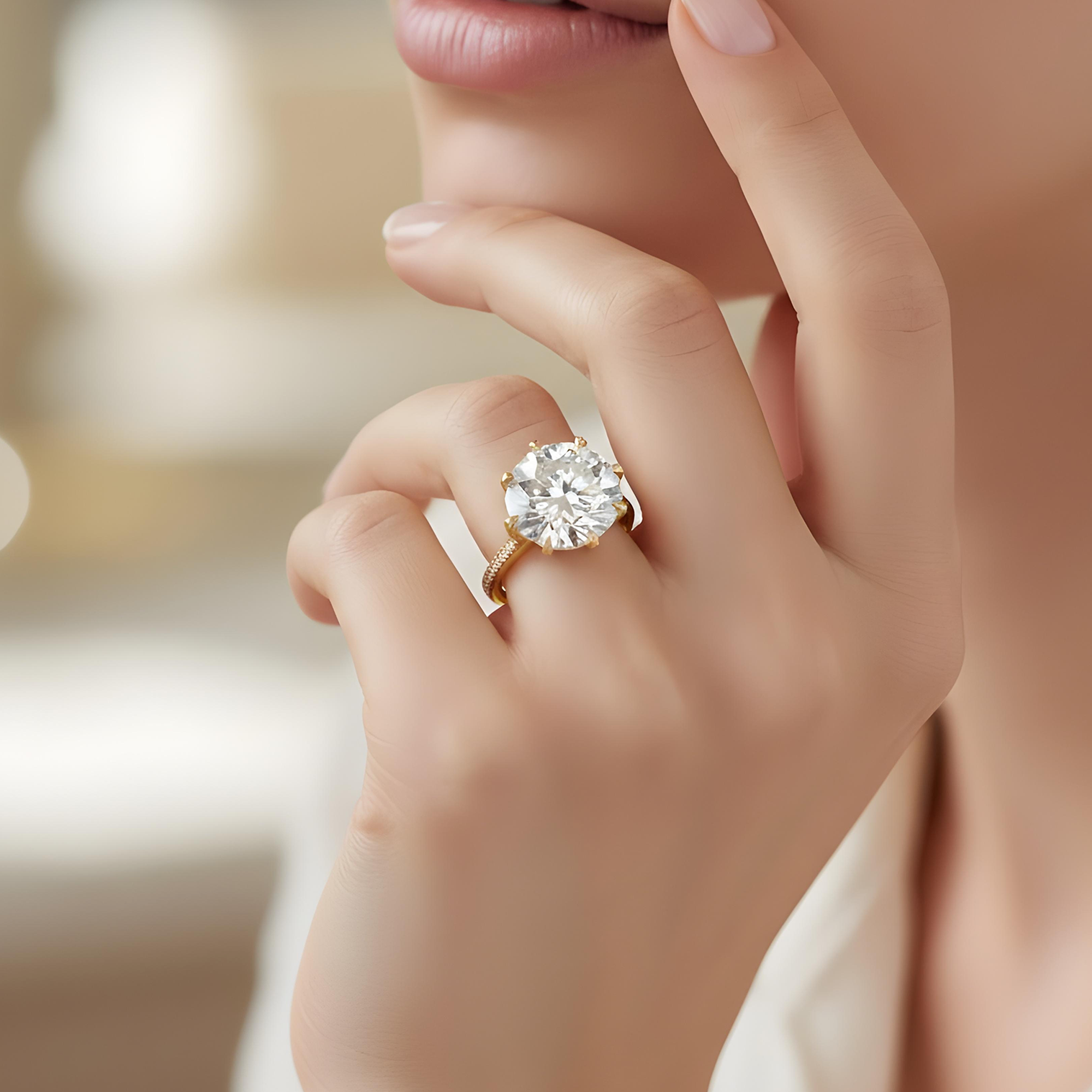 Platinum 13.65ct Round Diamond Engagement Ring 14.61ctw