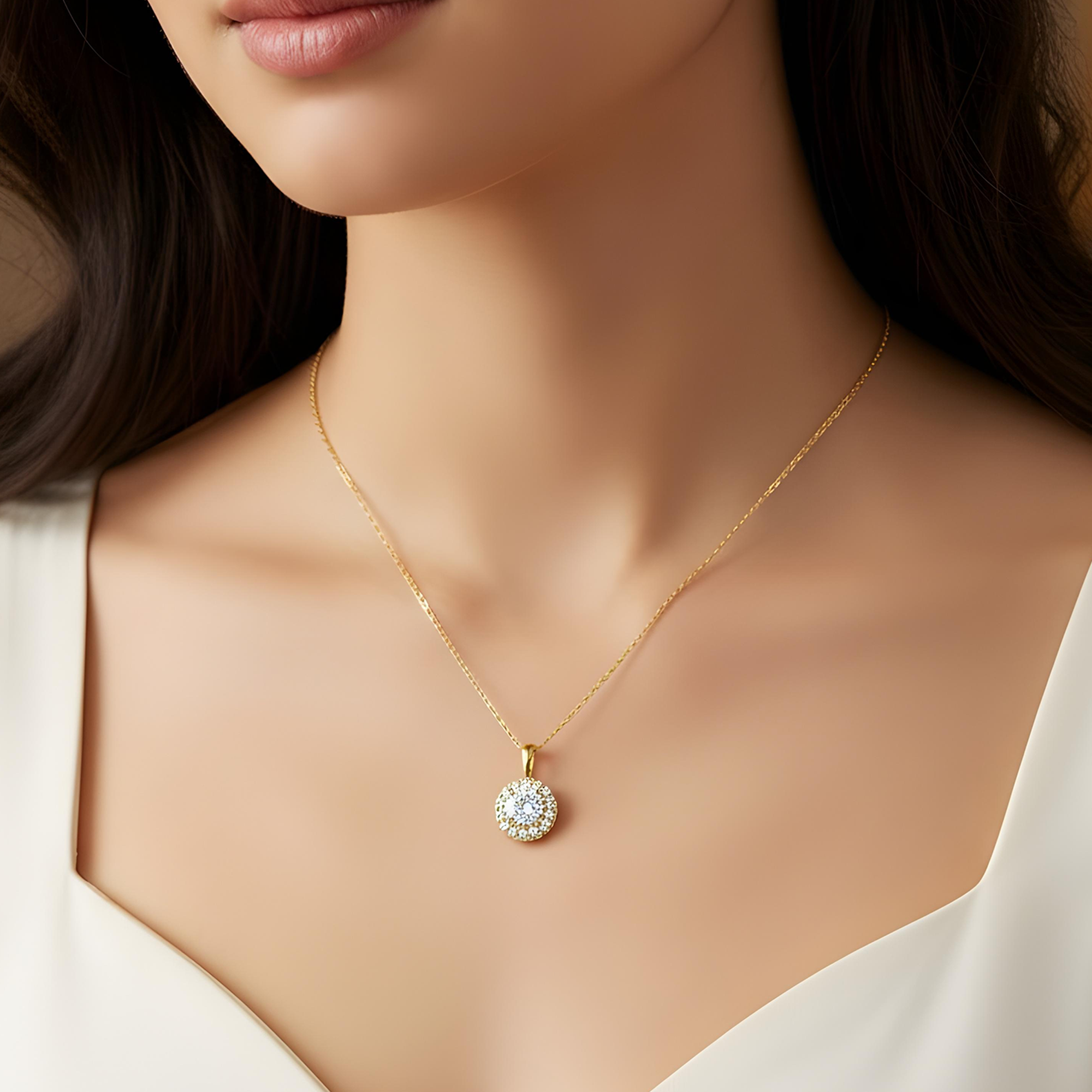 IGI 18K White Gold Round Diamond Pendant & Chain Necklace 2.77ct