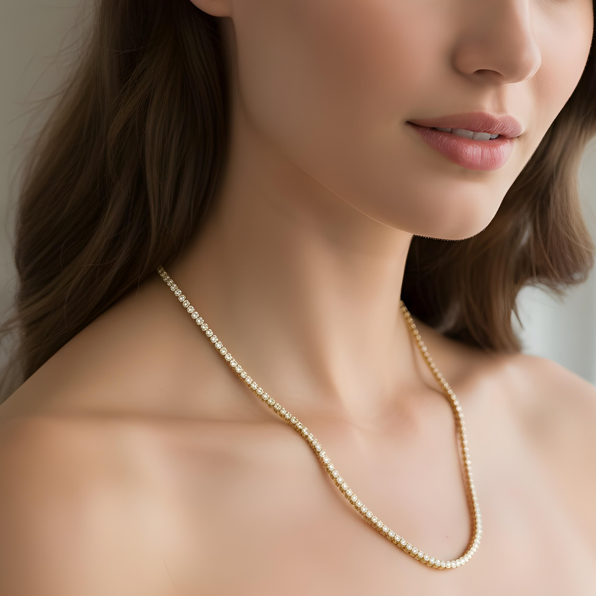14K Rose Gold Round Diamond Tennis Chain 9.35ct