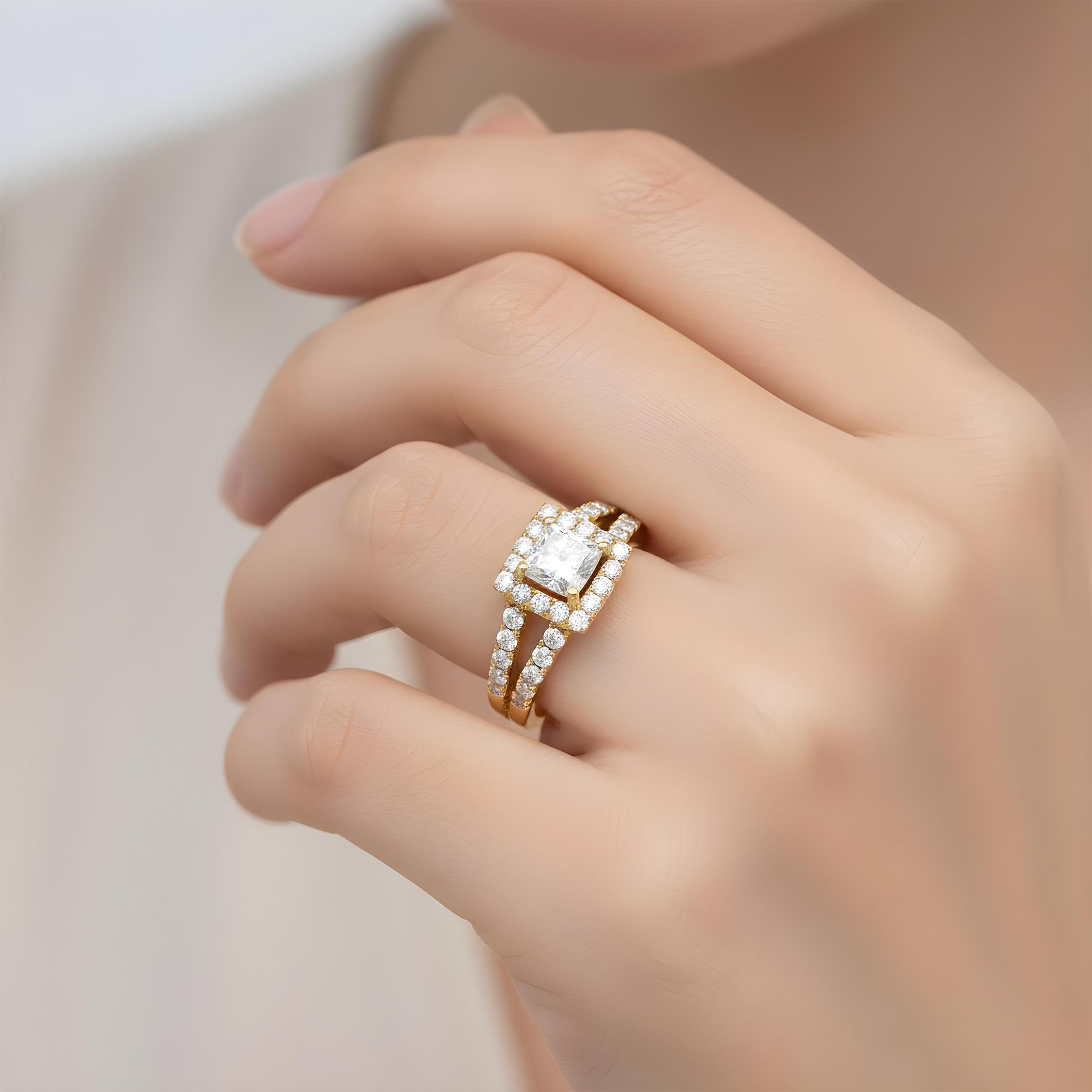 14K Rose Gold 1.0ct Princess Cut Diamond Engagement Ring 1.81ctw