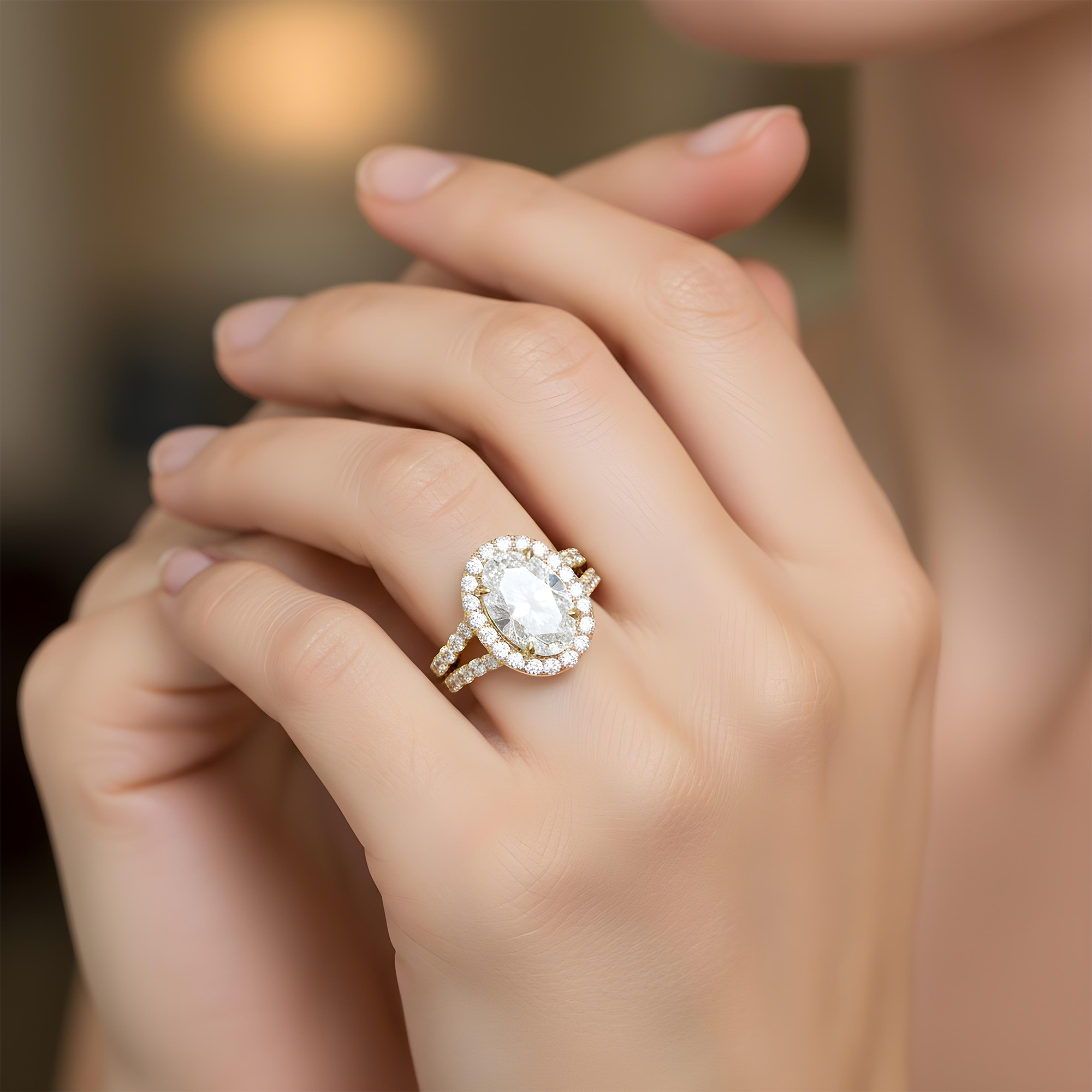 GIA 18K White Gold 4ct Oval Cut Diamond Engagement Ring 5.93ctw