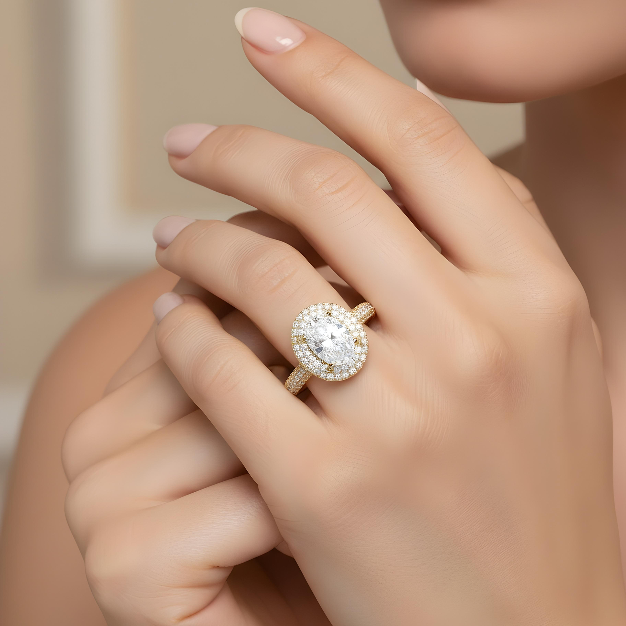 GIA 18K White Gold 1.52 Oval Cut Diamond Engagement Ring 2.58ctw