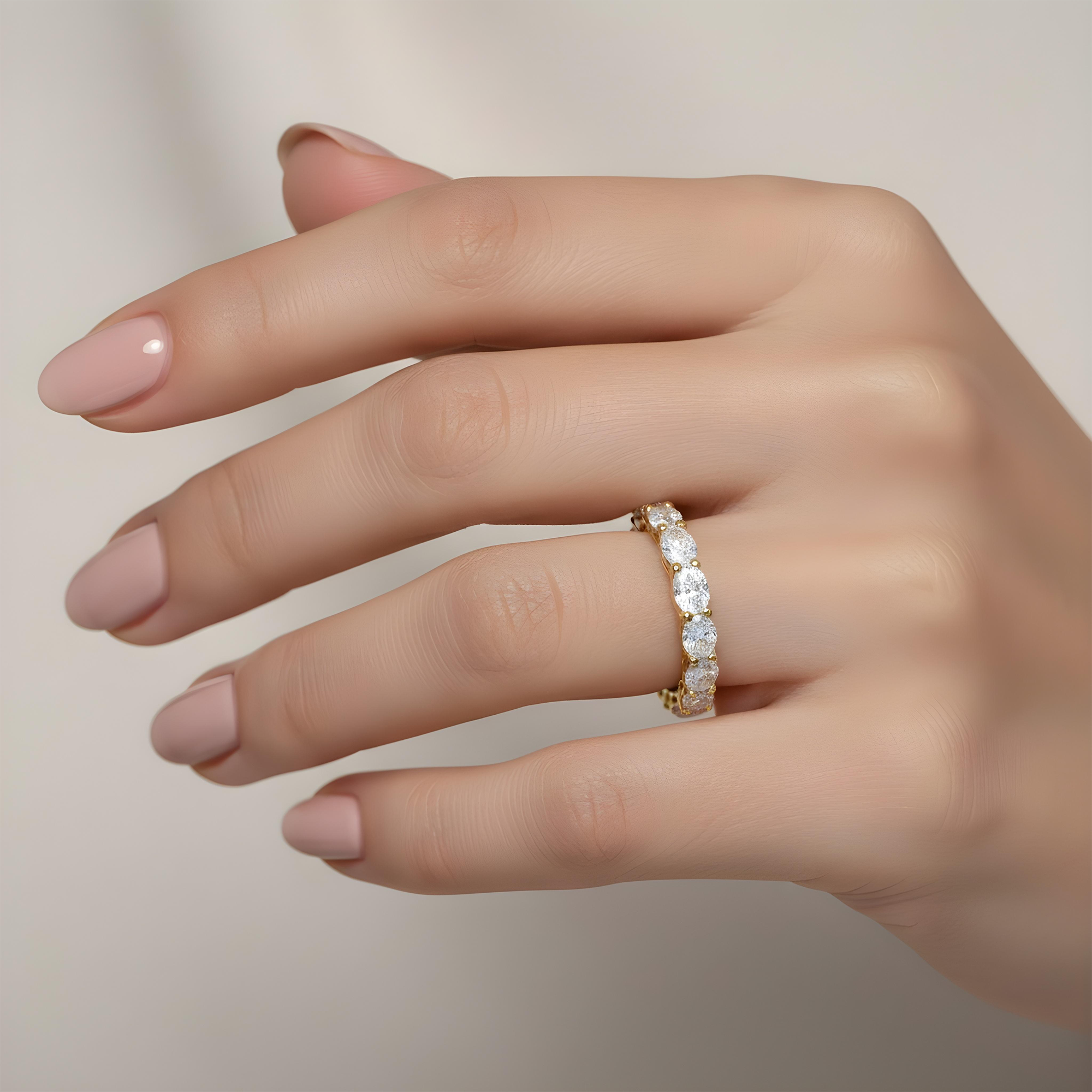 18K White Gold Horizontal Oval Cut Eternity Ring 3.52ct (size 6-8)