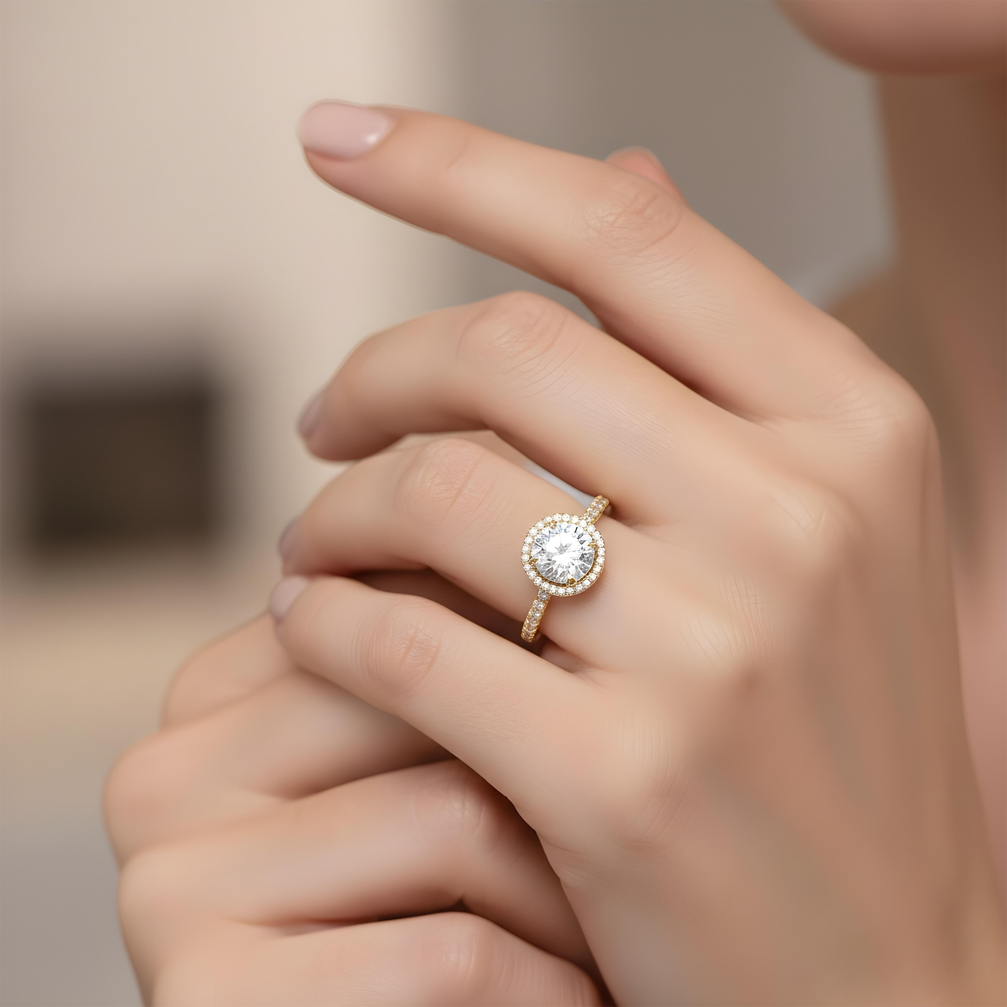 14K White Gold 3.26ctw Round Diamond Engagement Ring 3.96ctw