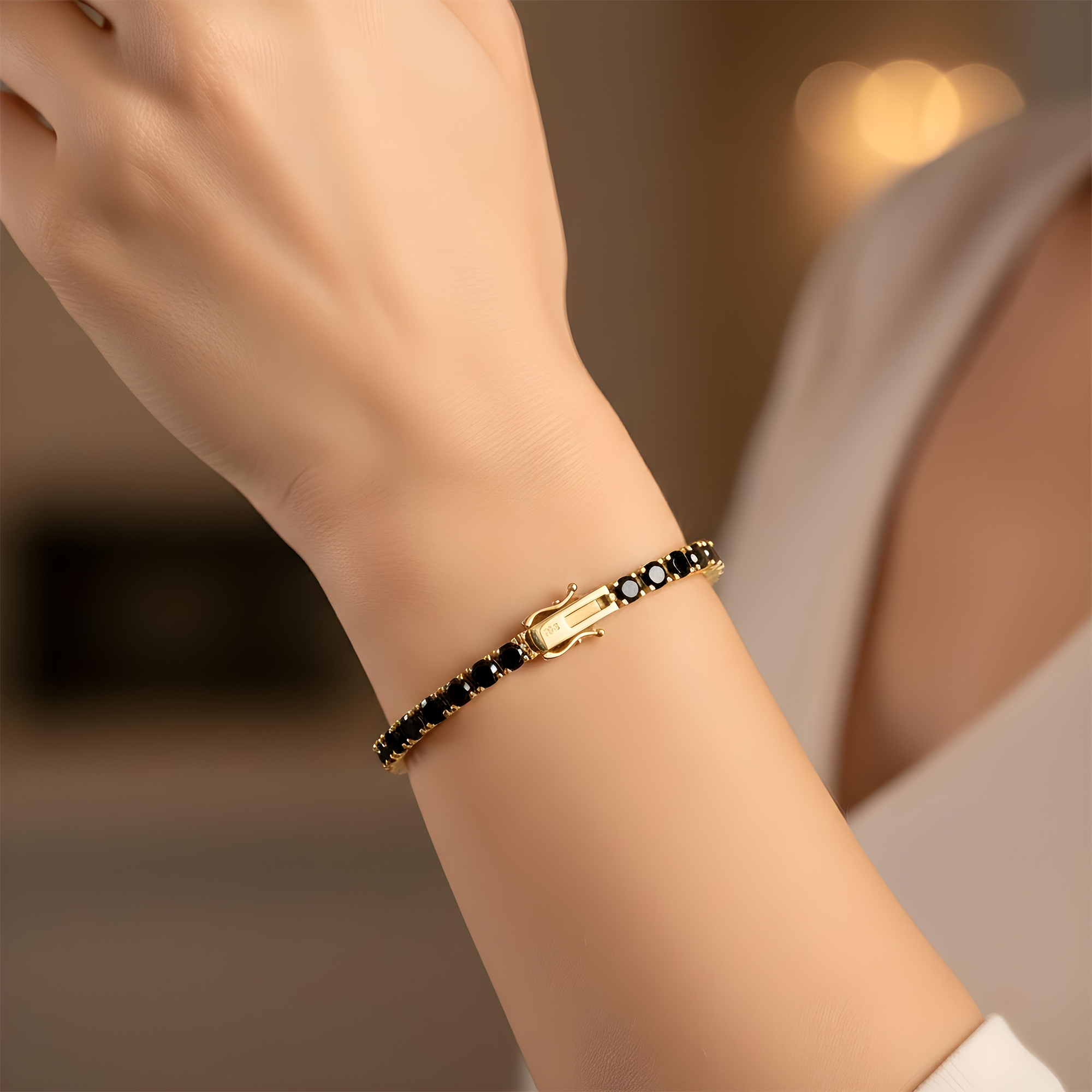 14K Black Gold Black Round Diamond Tennis Bracelet 12.56ct