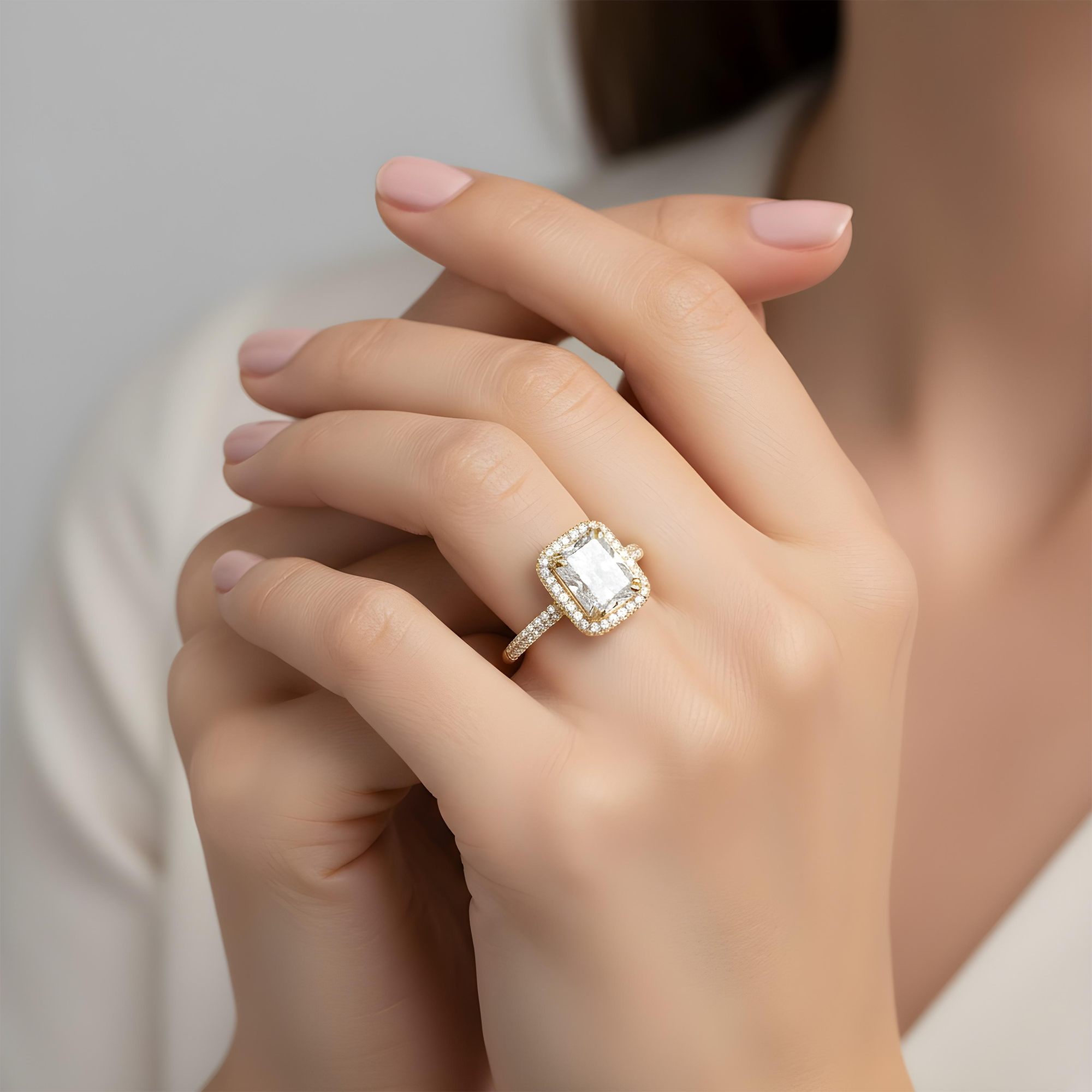 14K White Gold 2.05ct Radiant Diamond Engagement Ring 2.67ctw