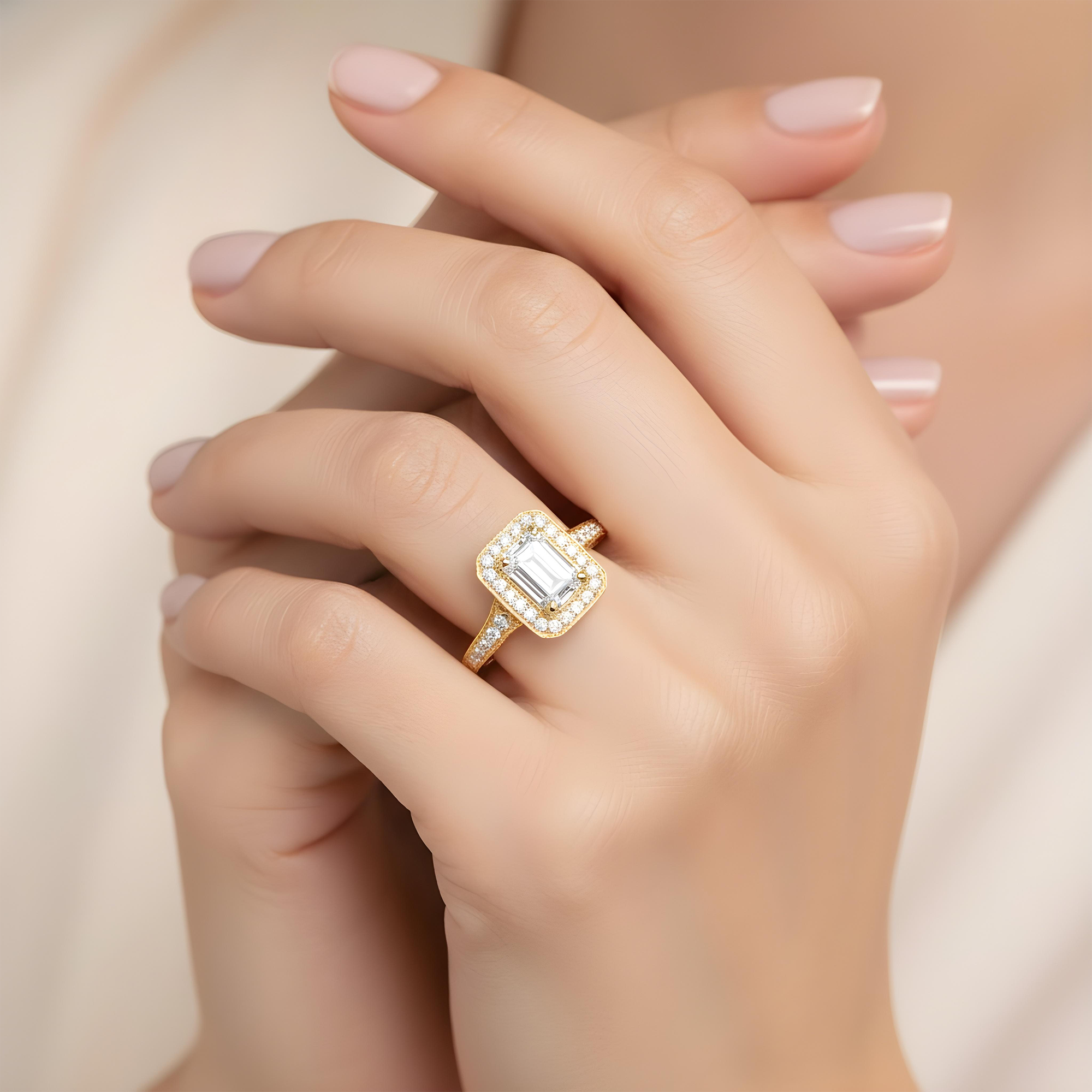 18K White Gold 2.05ct Emerald Cut Diamond Engagement Ring 2.70ctw
