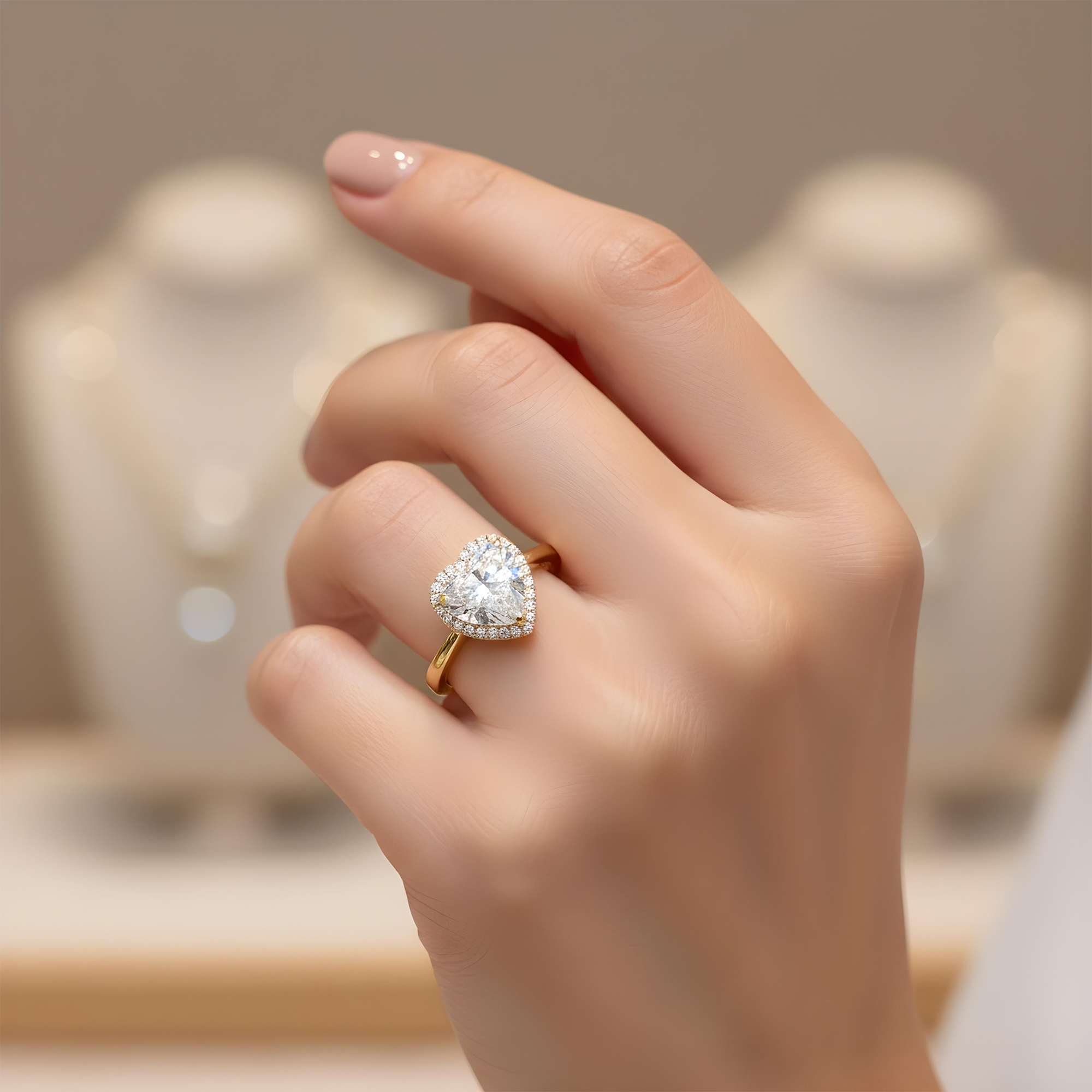 18K White Gold 2.36ct Heart Cut Diamond Engagement Ring 2.52ctw