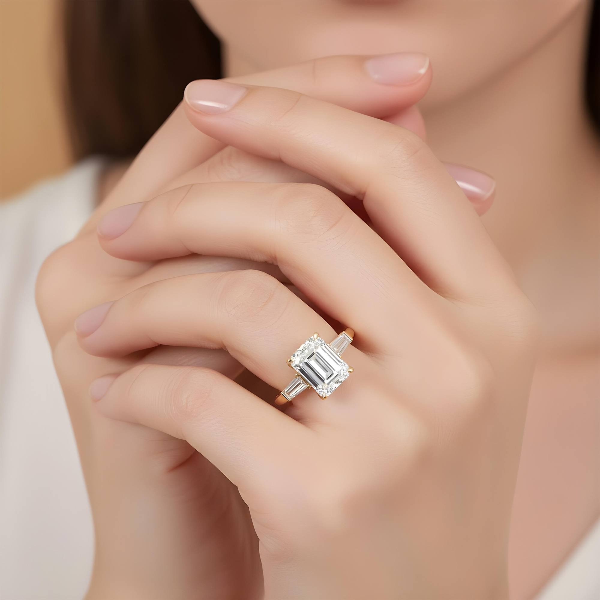 GIA Platinum 5.12 Emerald Cut Triple Diamond Engagement Ring 5.78ctw