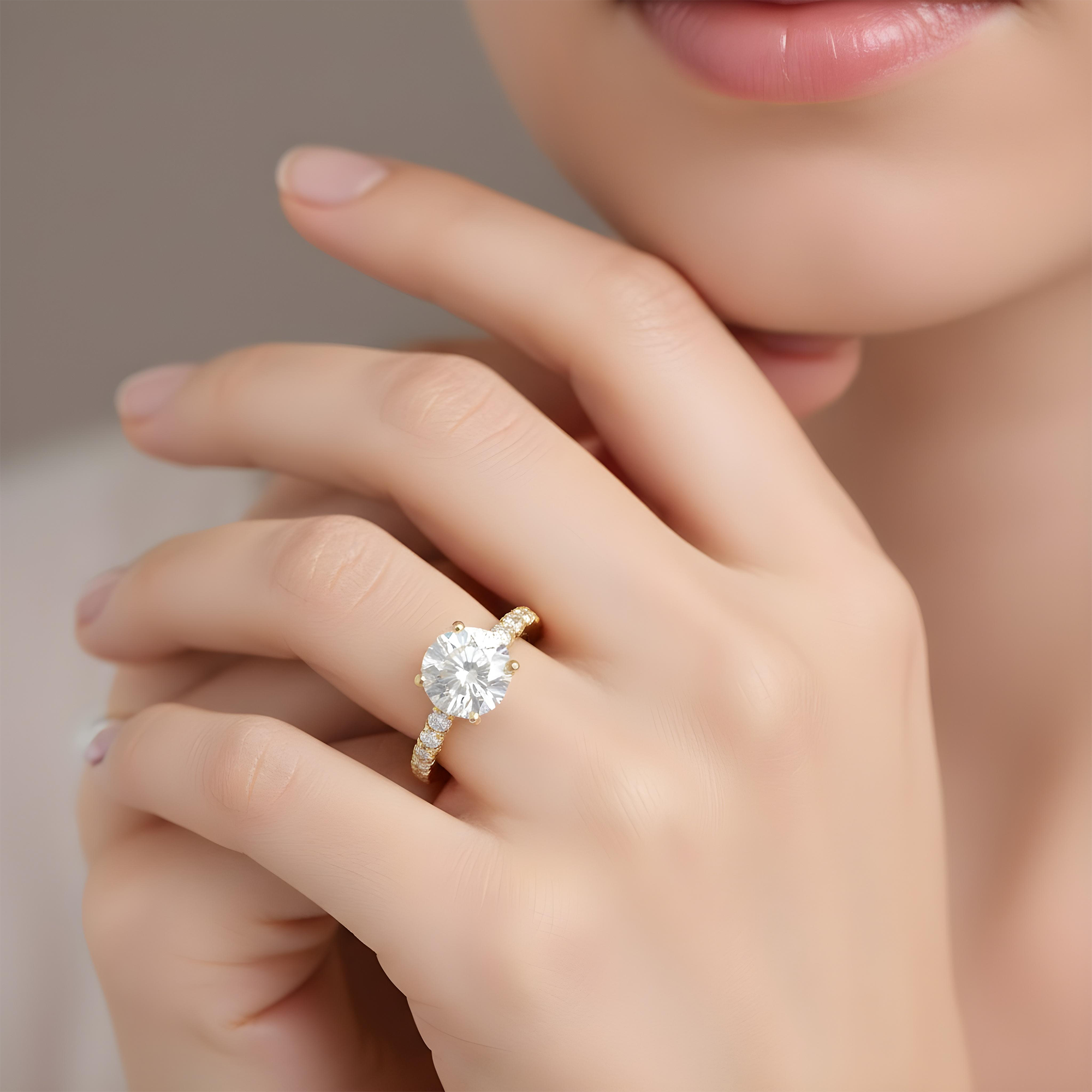 18K White Gold 5ct Round Diamond Engagement Ring 7.02ctw