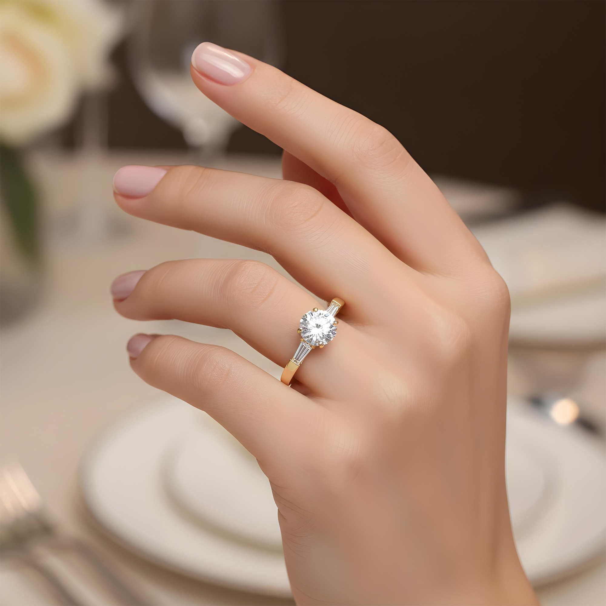 Platinum 1.73ct Round Cut Triple Diamond Engagement Ring 2.03ctw