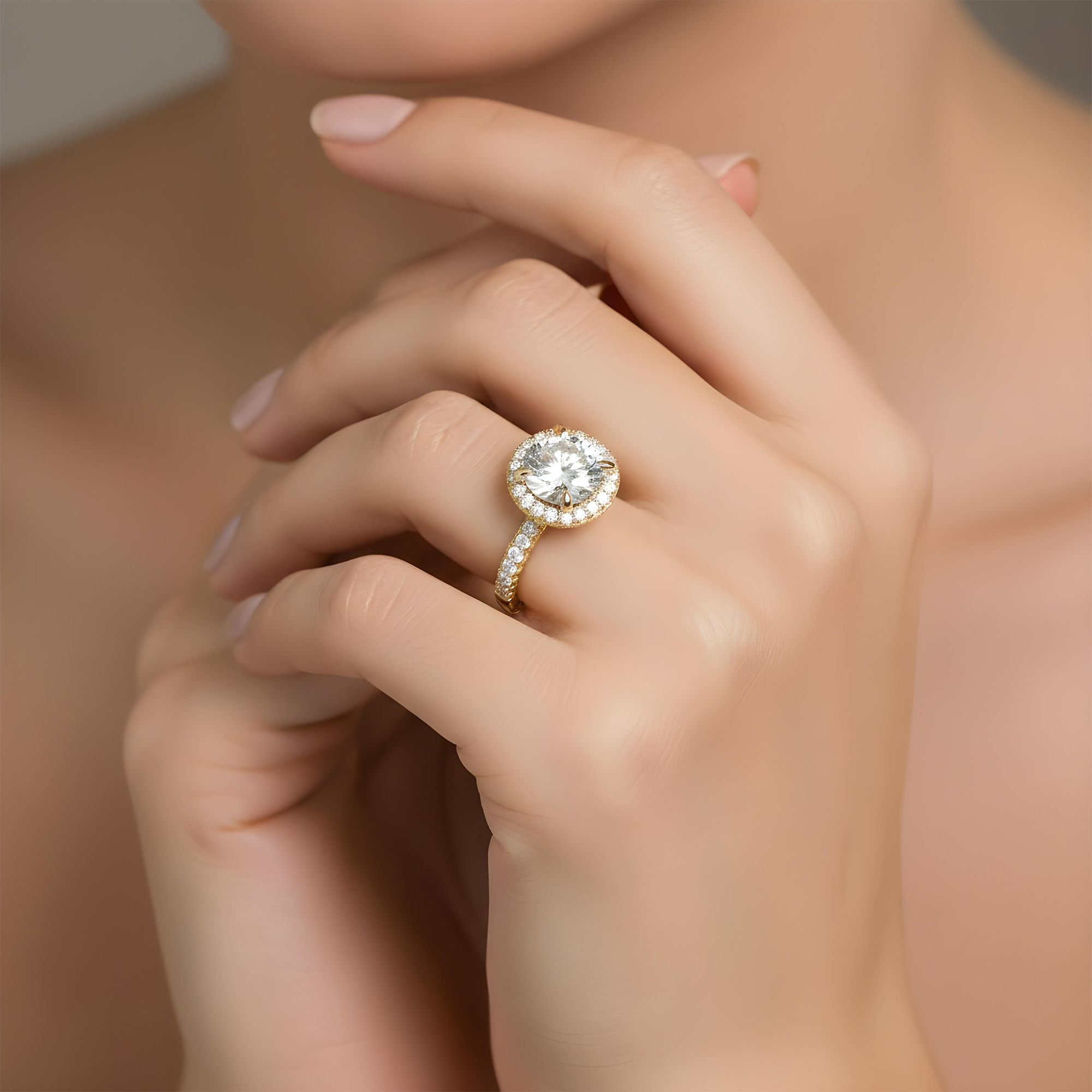 18K White Gold 3.50ct Round Diamond Engagement Ring 4.98ctw