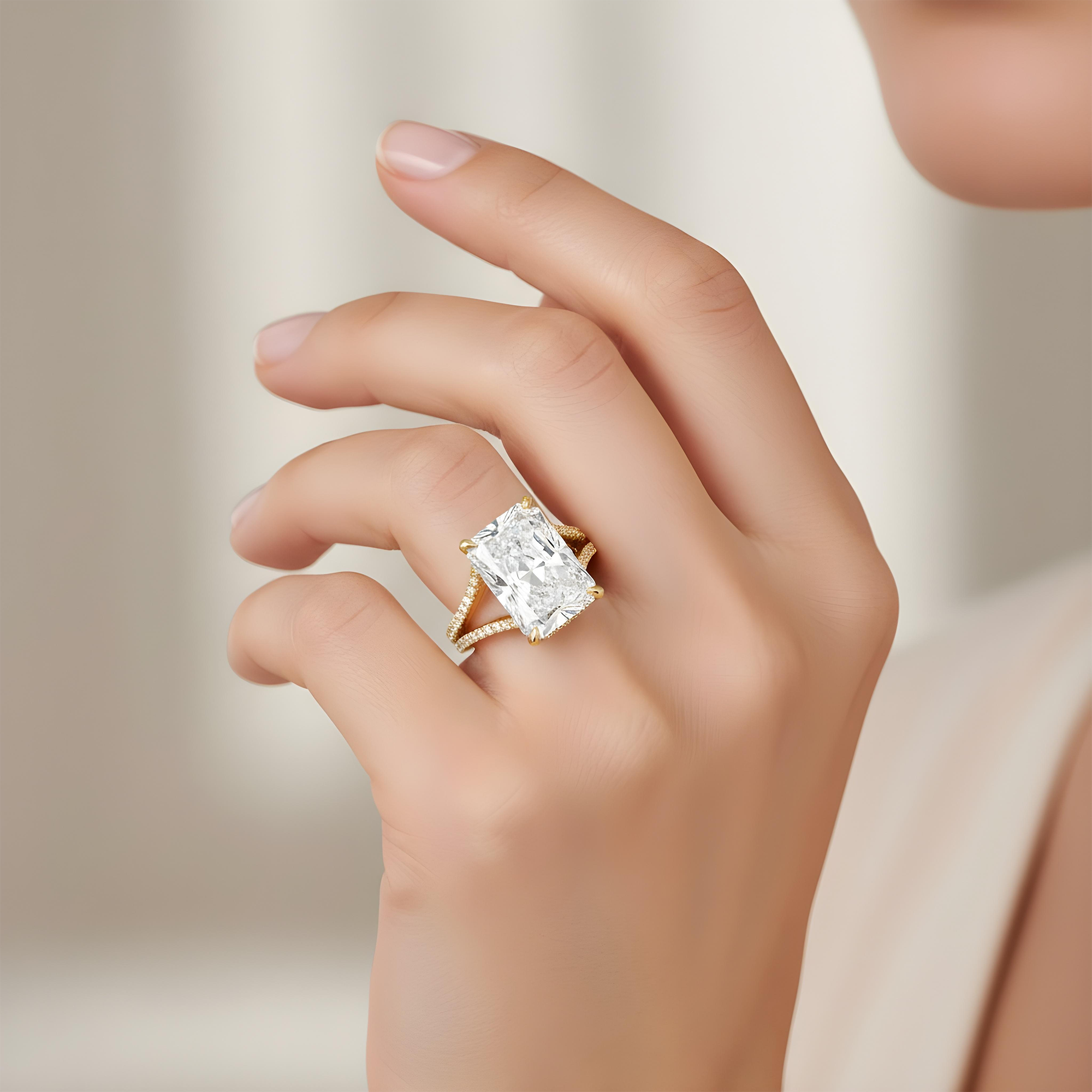 Platinum 9.01ct Radiant Cut Diamond Engagement Ring 10.01ctw