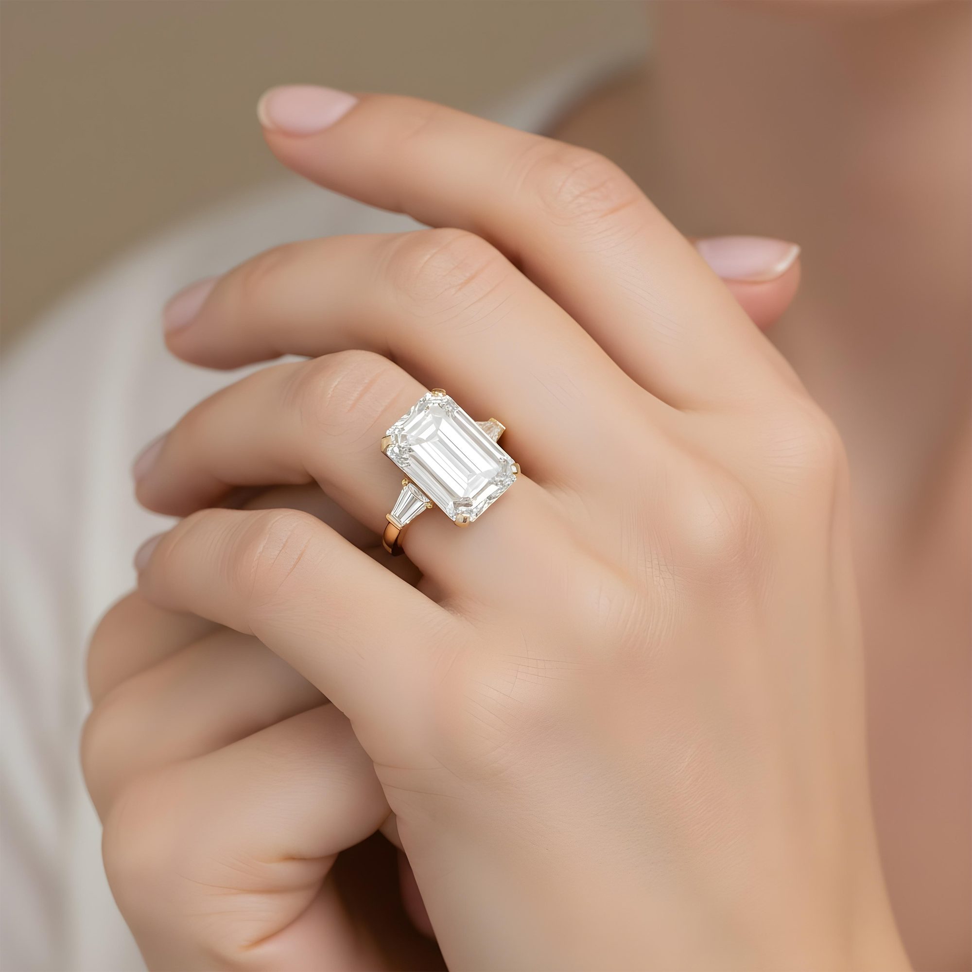 GIA Platinum 18.32ct Emerald Cut Triple Diamond Engagement Ring 19.40ctw