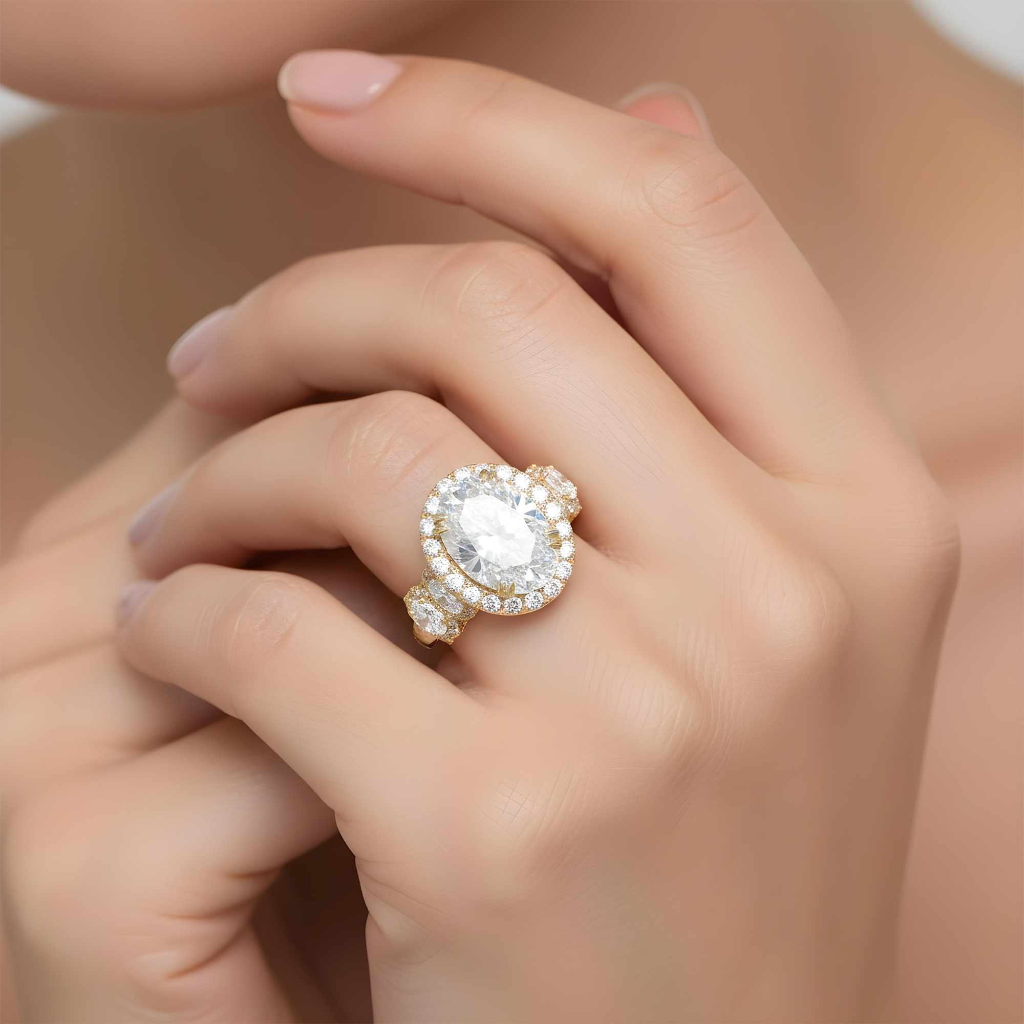 GIA 18K White Gold 7.03ct Oval Cut Diamond Engagement Ring 10.18ctw