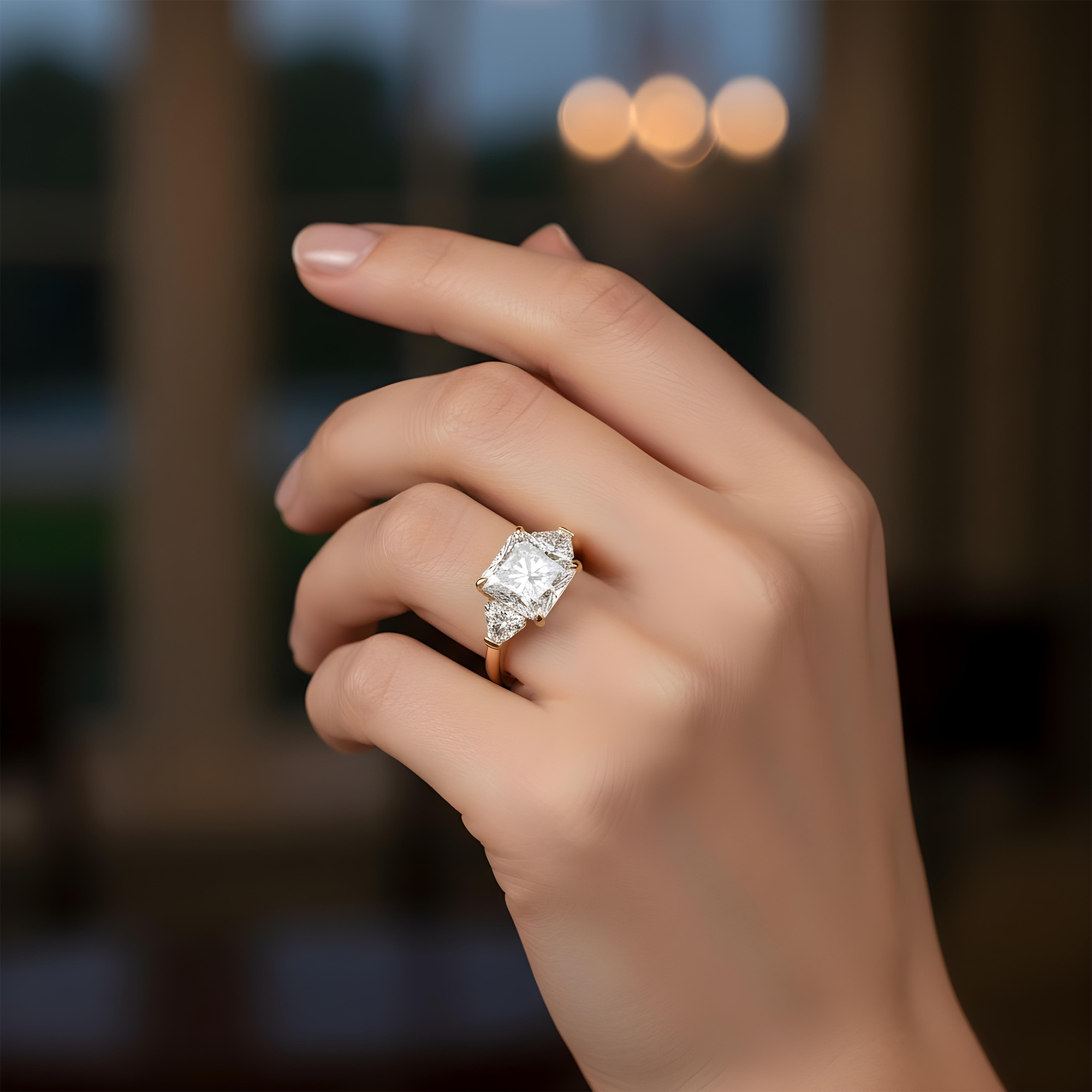 Platinum 7ct Square Radiant Cut Diamond Engagement Ring 8.54ctw