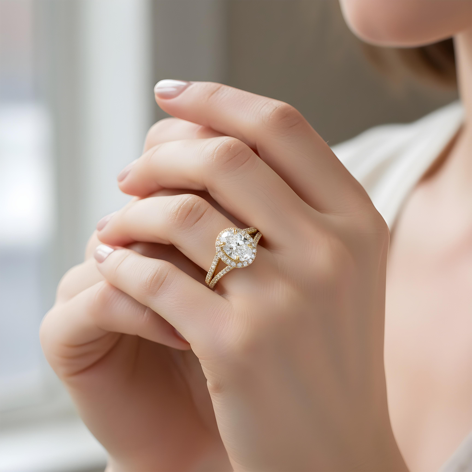 18K White Gold 2.36ct Oval Cut Diamond Engagement Ring 3.24ctw