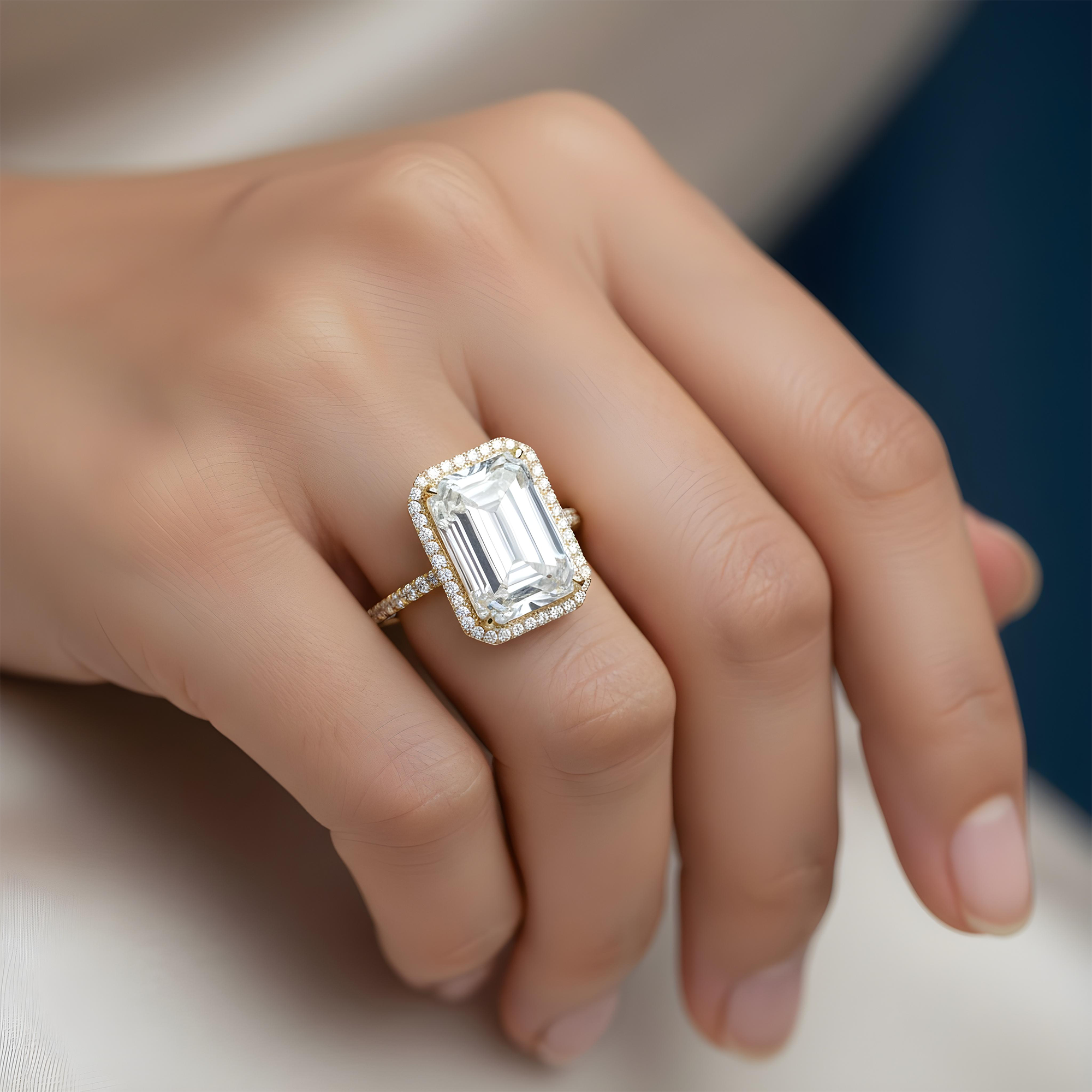 Platinum 10.17ct Emerald Cut Diamond Engagement Ring 11.07ctw