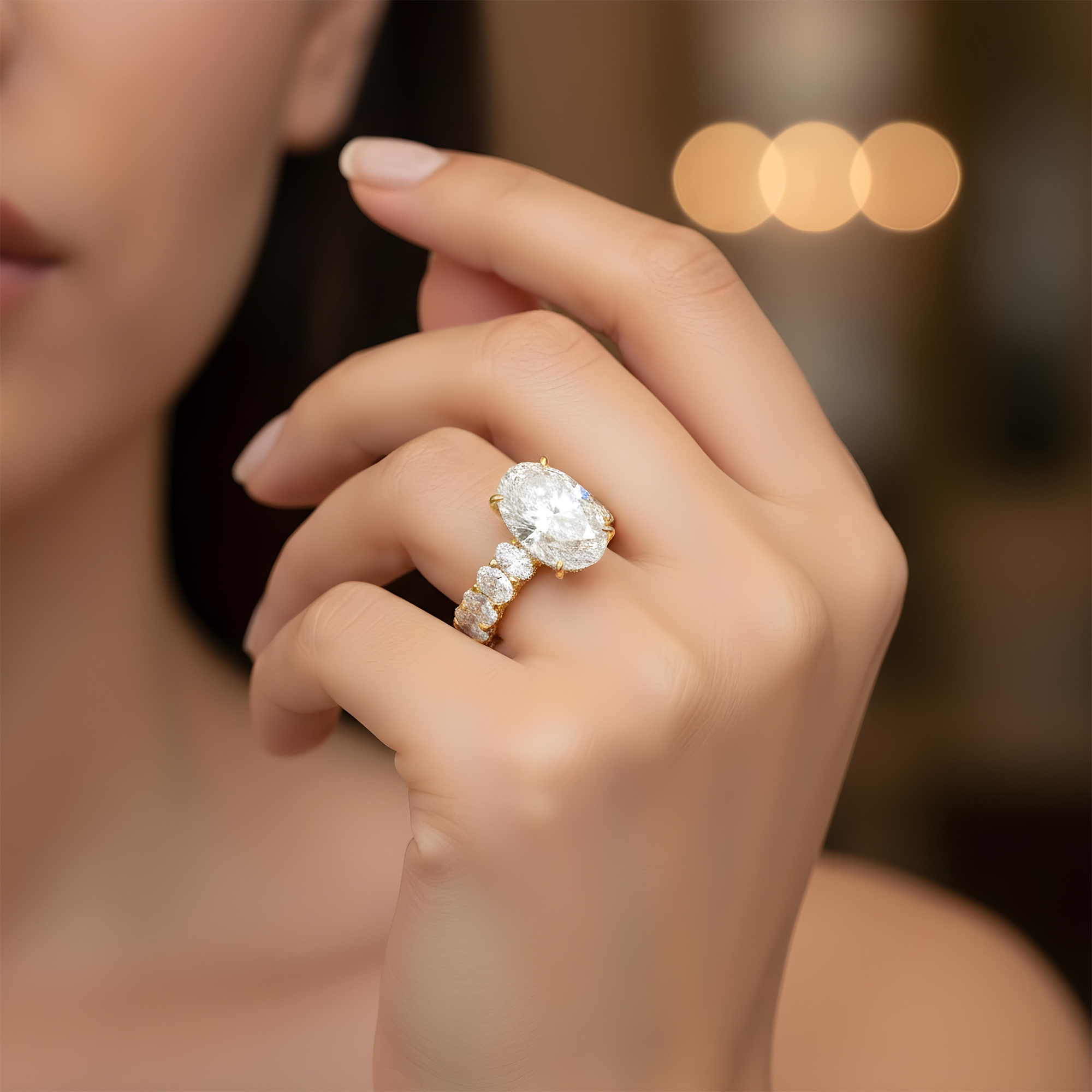 Platinum 22.10ct Oval Cut Diamond Engagement Ring 30.51ctw