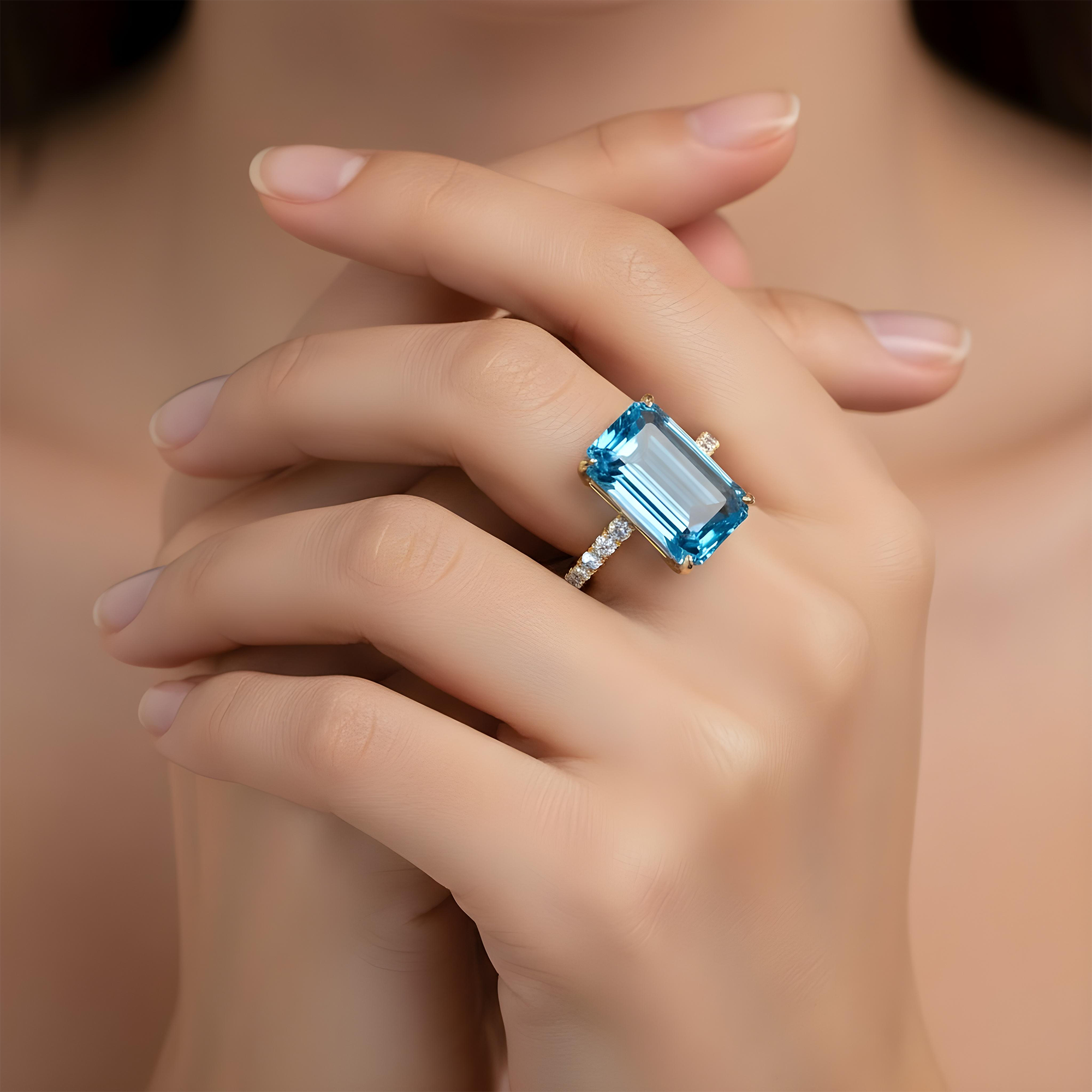 18K White Gold 10.01ct Emerald Cut Fancy Vivid Blue Diamond Ring 10.91ct