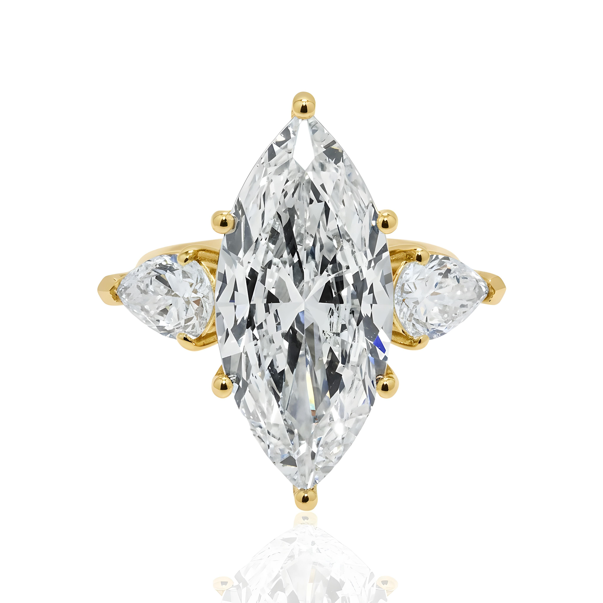Platinum 10.17ct Marquise & Pear Triple Diamond Engagement Ring 12.25ctw