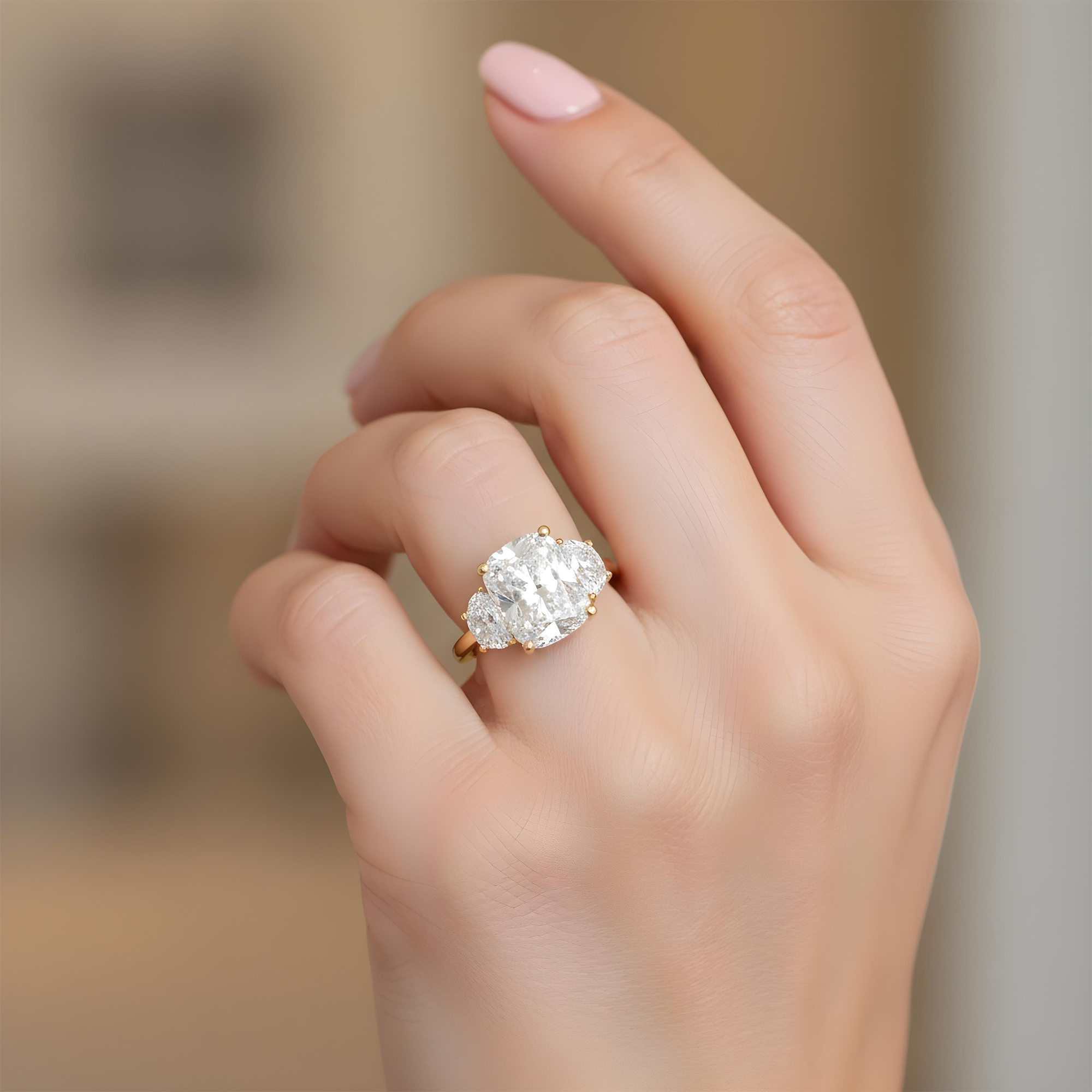 Platinum Triple Radiant Cut Diamond Engagement Ring 12.45ctw