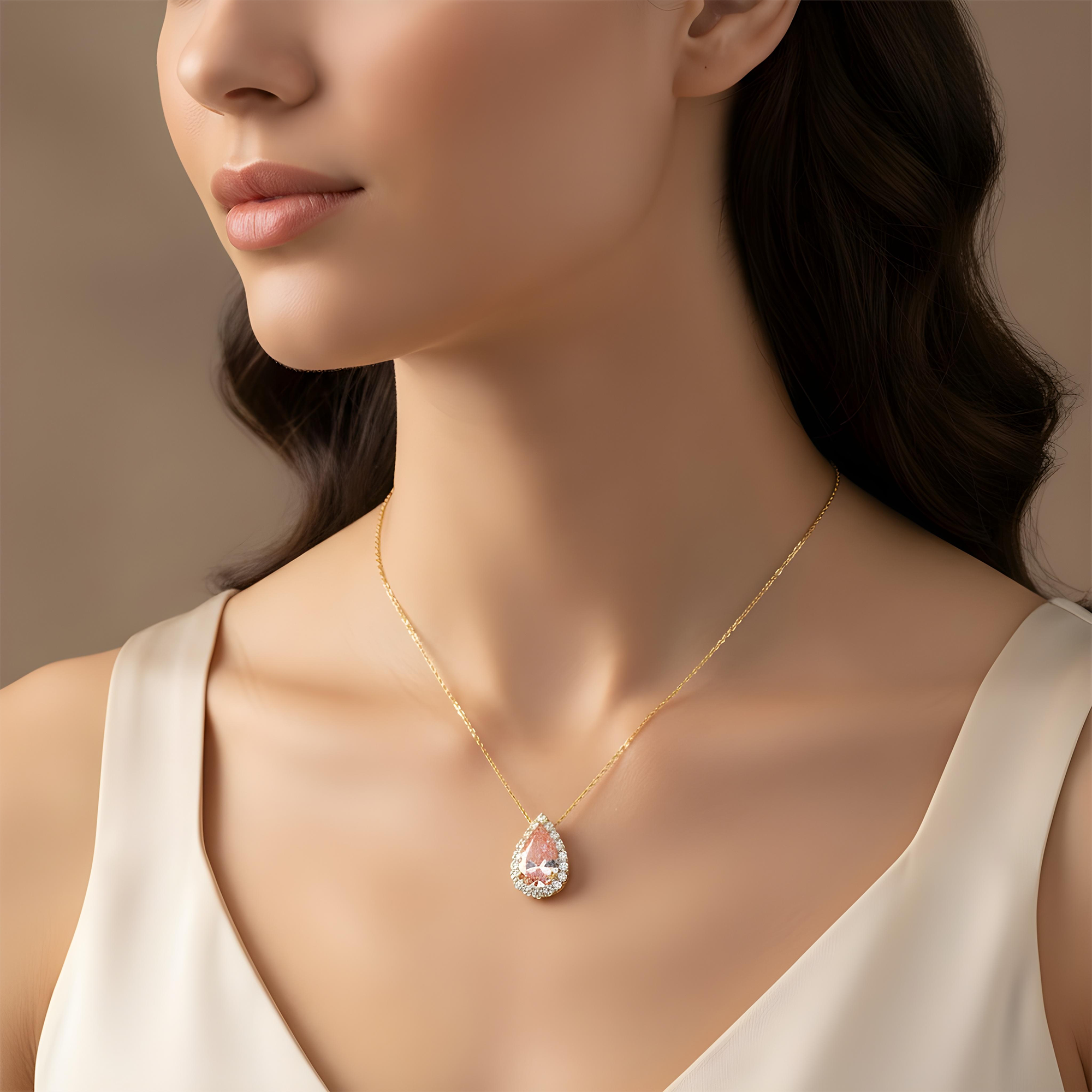 IGI 18K White Gold Pear Cut Fancy Vivid Pink Diamond Pendant & Chain Necklace 6.13ct
