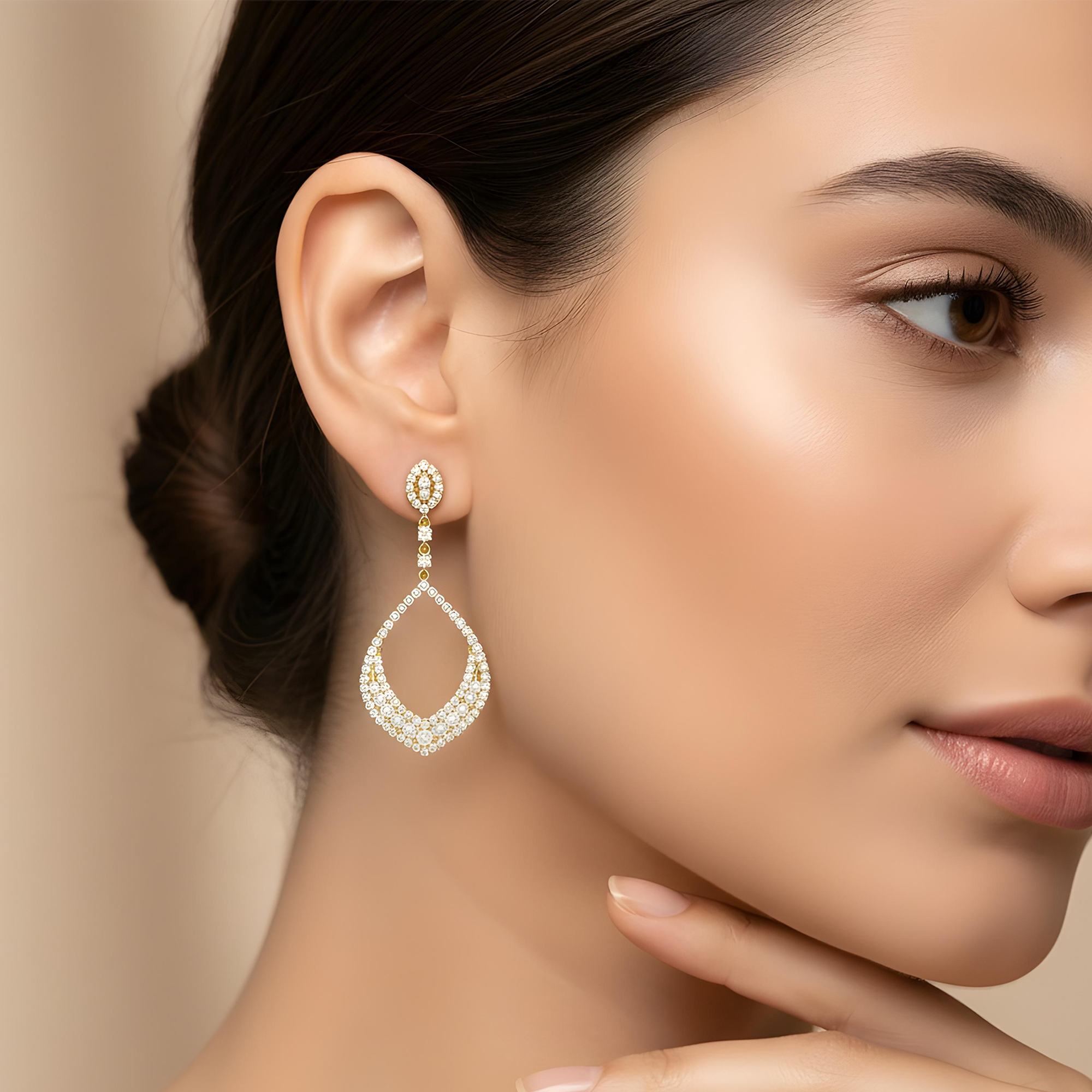 18K White Gold Round Diamond Open Drop Earrings 4.60ctw