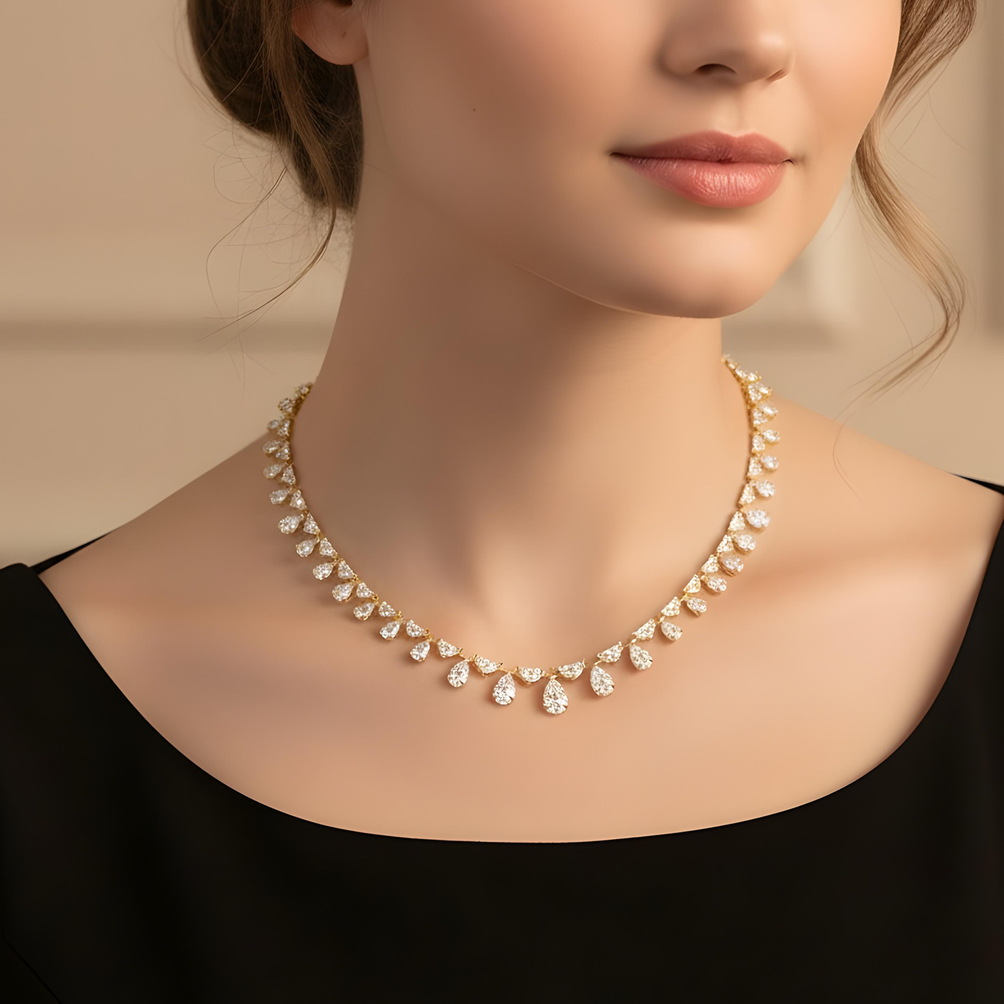 14K White Gold Cadilac & Pear Cut Diamond Necklace 48.45ct