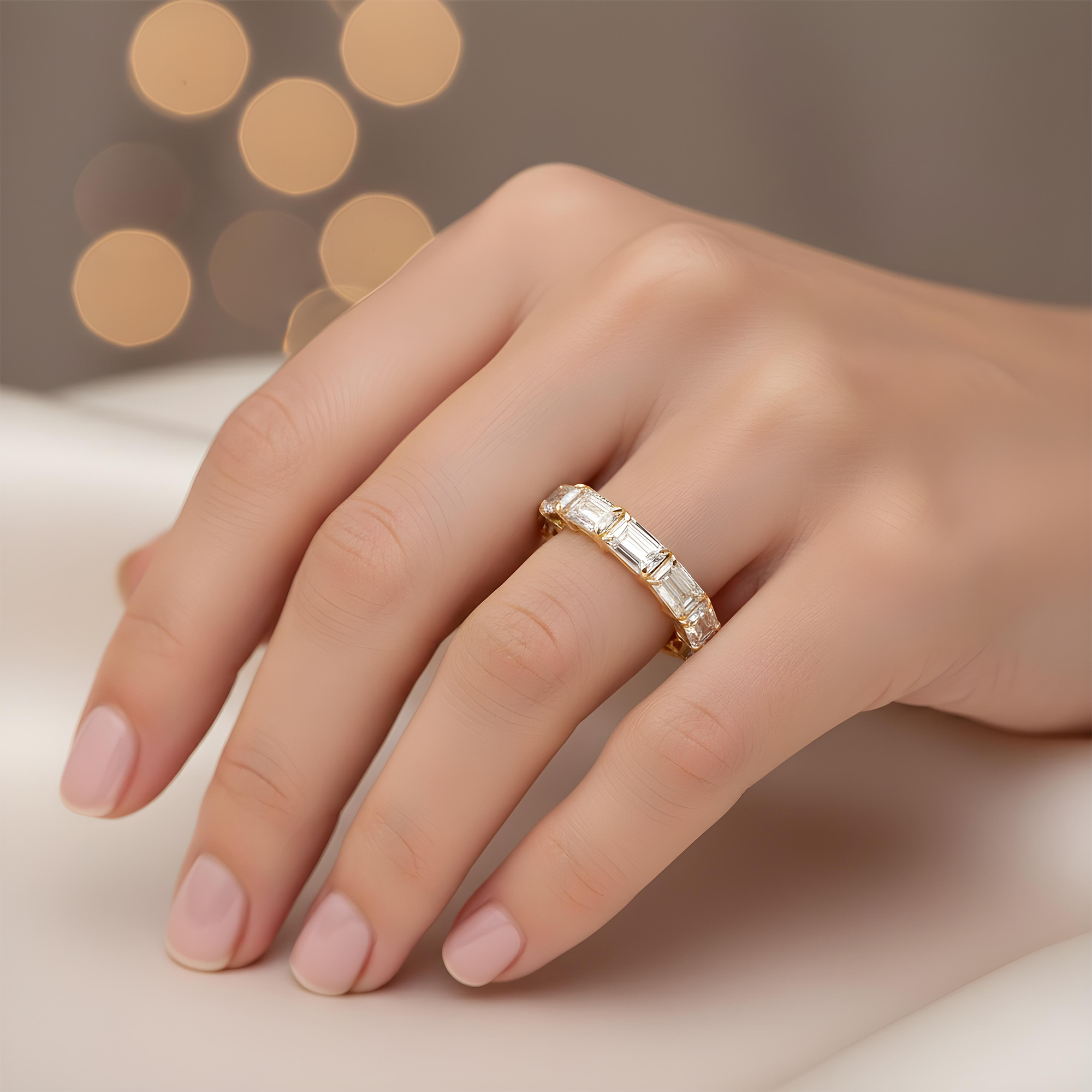 14K White Gold Radiant Cut Diamond Eternity Ring 6.43ct (Size 6.5)