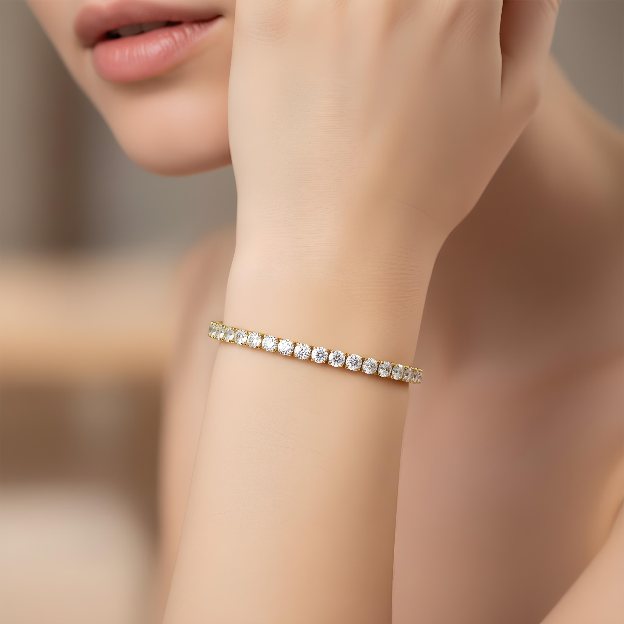 18K Rose Gold Round Diamond Tennis Bracelet 16.40ct